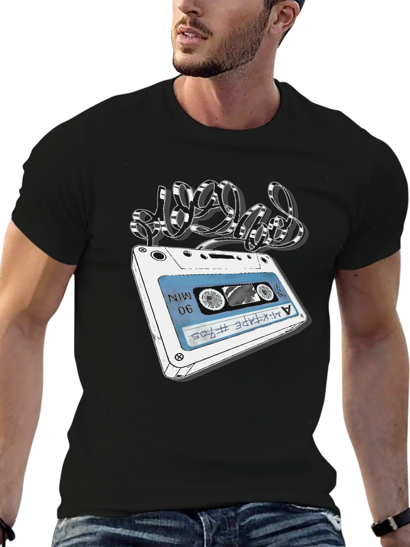 Retro Mixtape Graphic Tee - Black