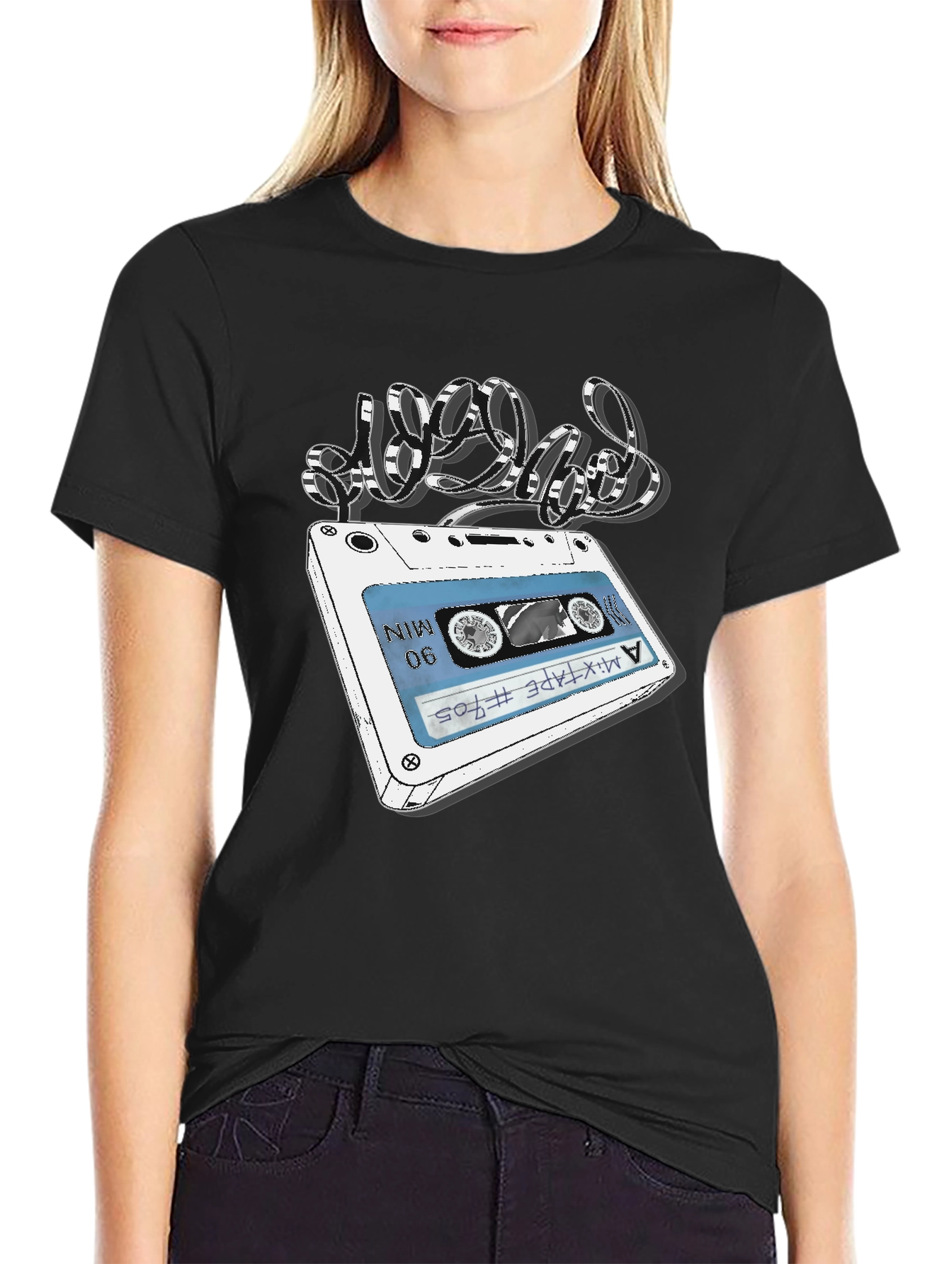 Retro Mixtape Graphic Tee - Black