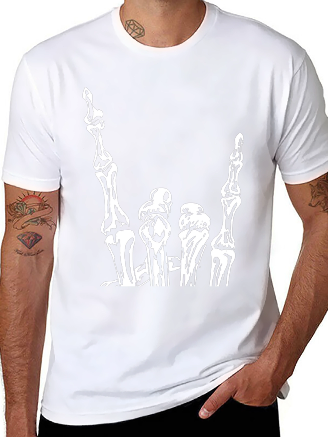 Skeleton Hand Rock On Graphic Tee