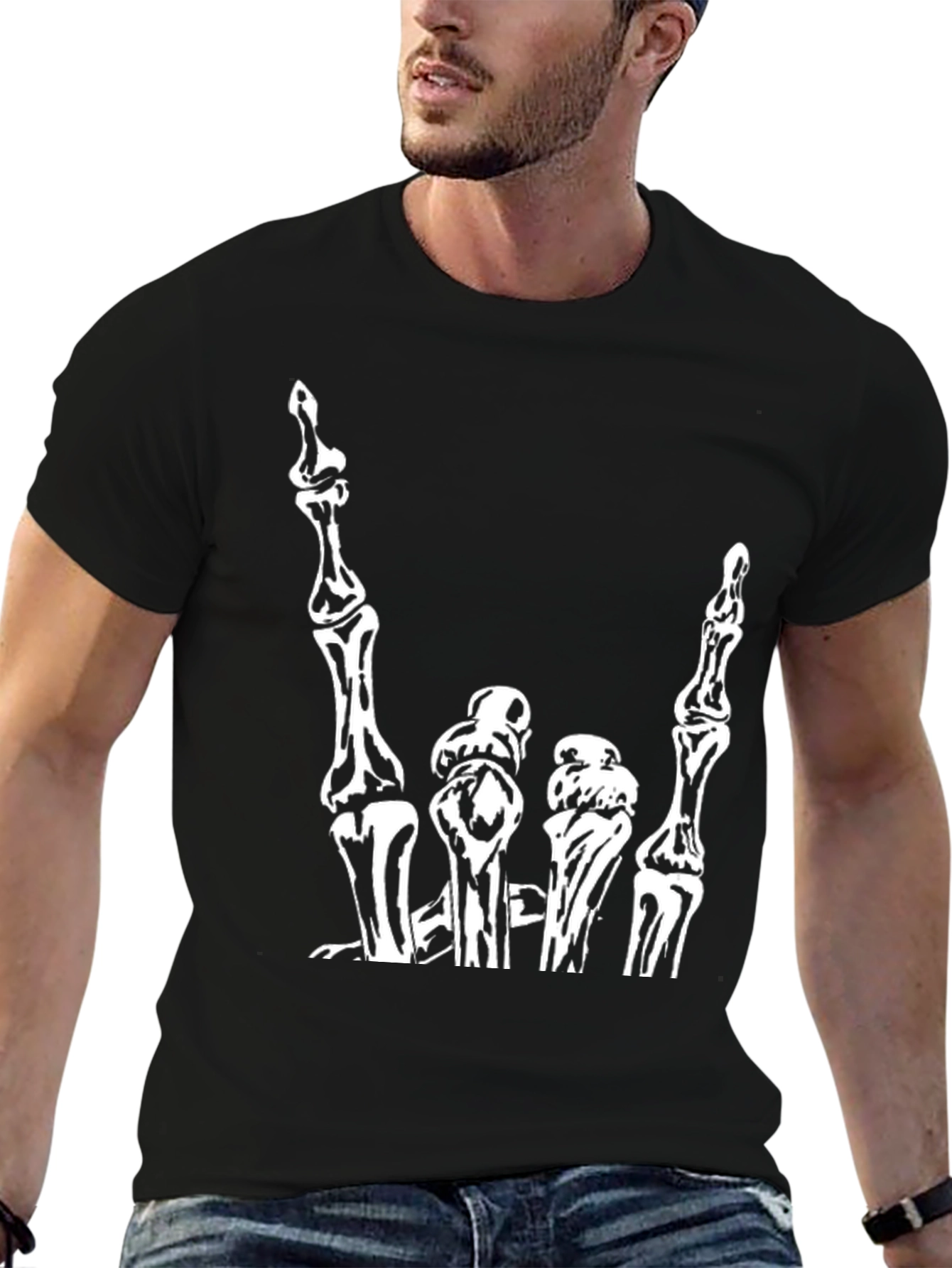 Skeleton Hand Rock On Graphic Tee