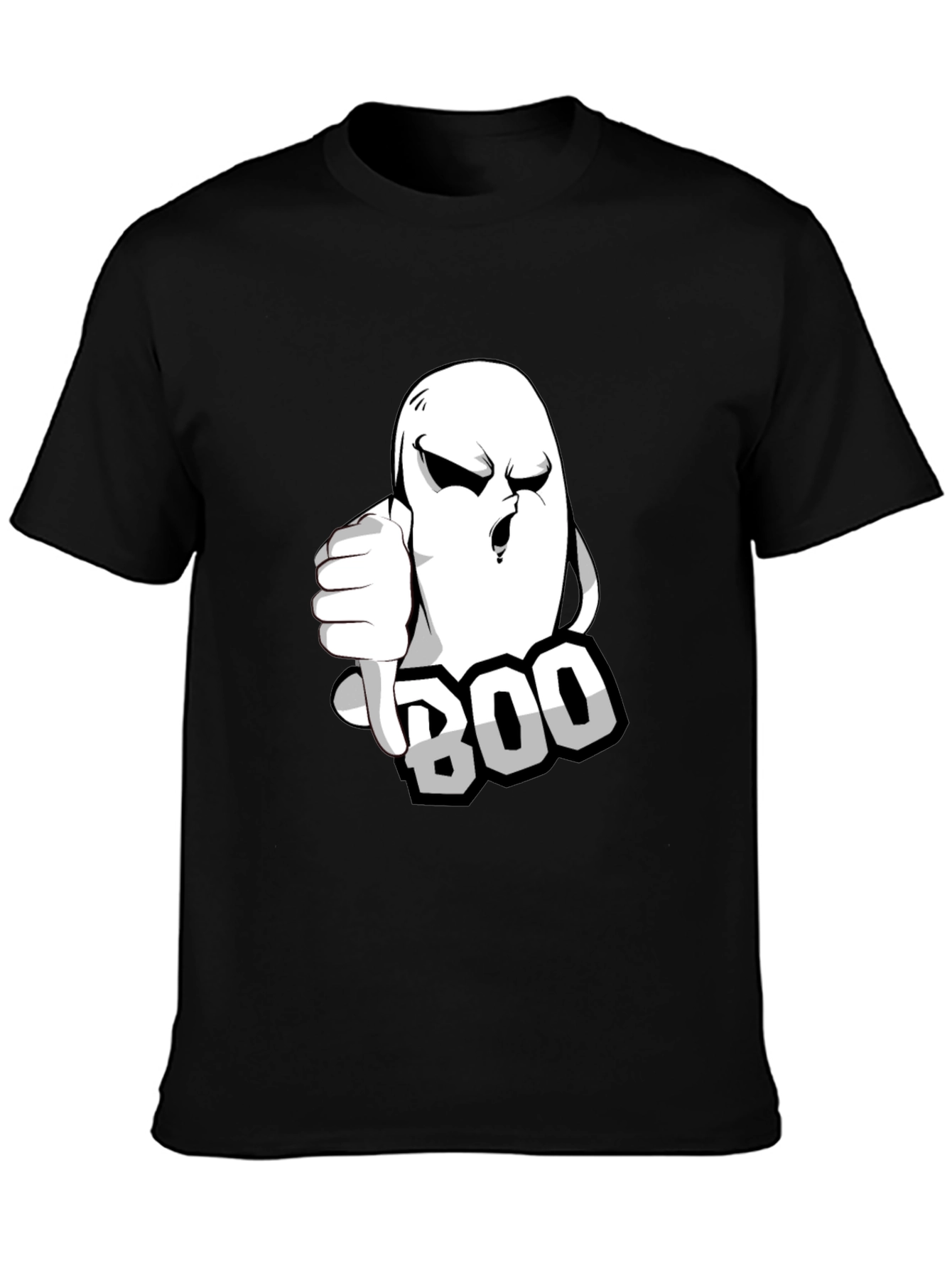 Boo Ghost Graphic T-Shirt - Black Halloween Tee