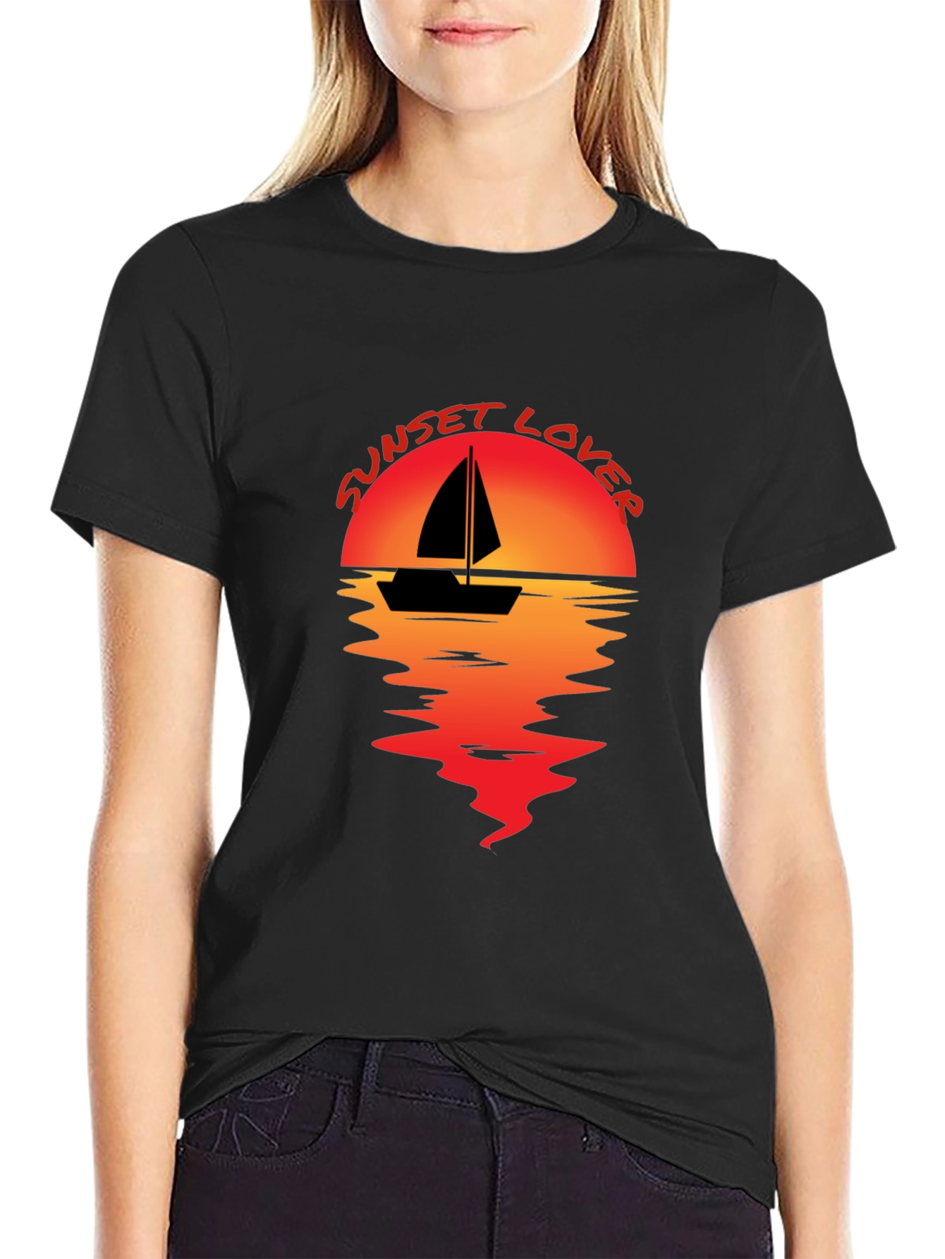 Sunset Lover Graphic Tee - Sailboat Design