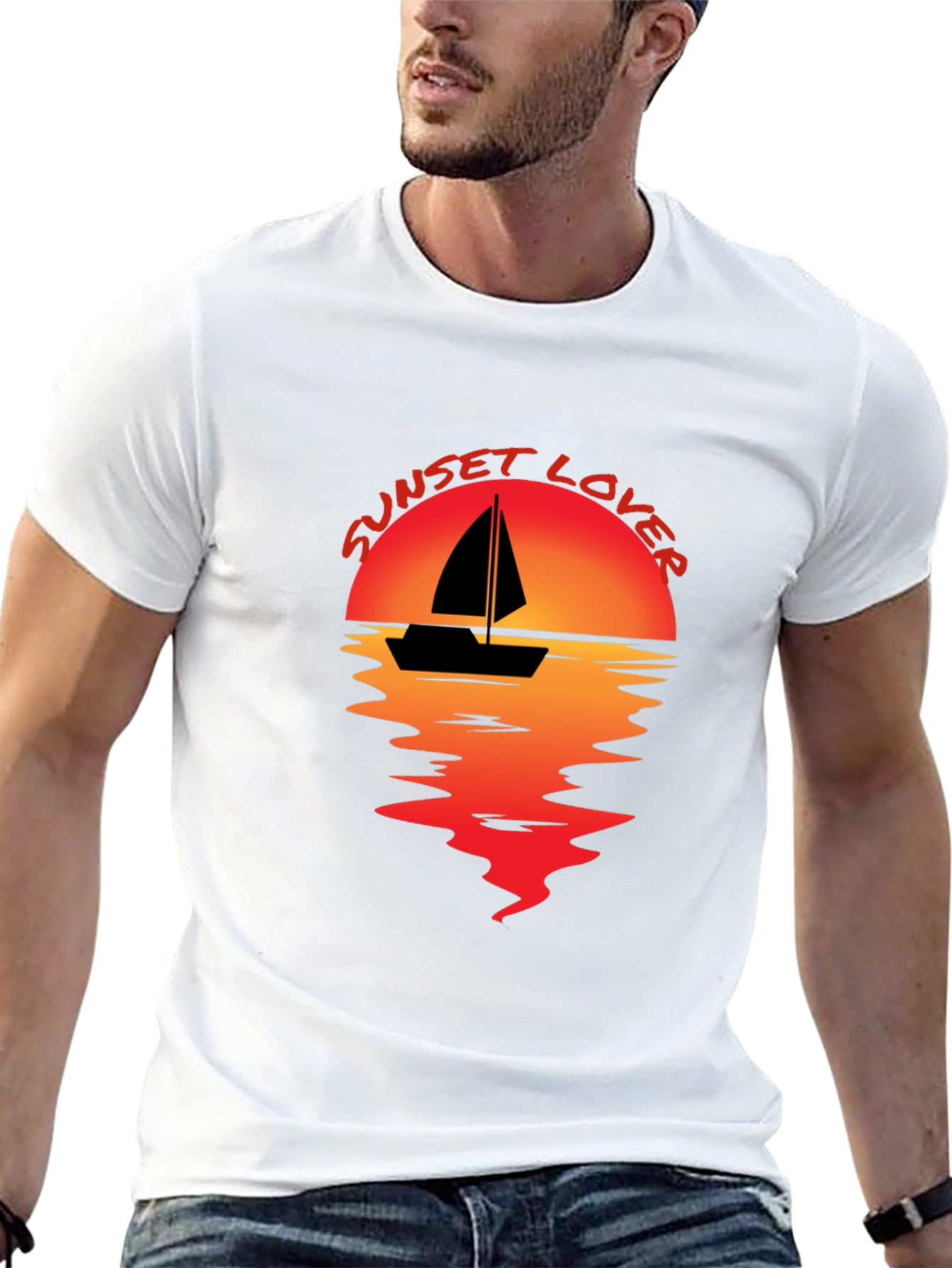 Sunset Lover Graphic Tee - Sailboat Design