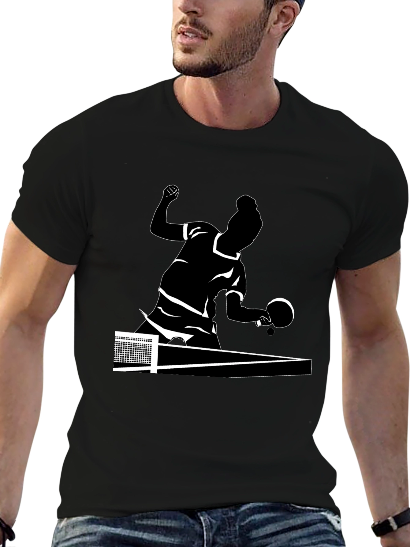 Table Tennis Player Graphic Tee - Black