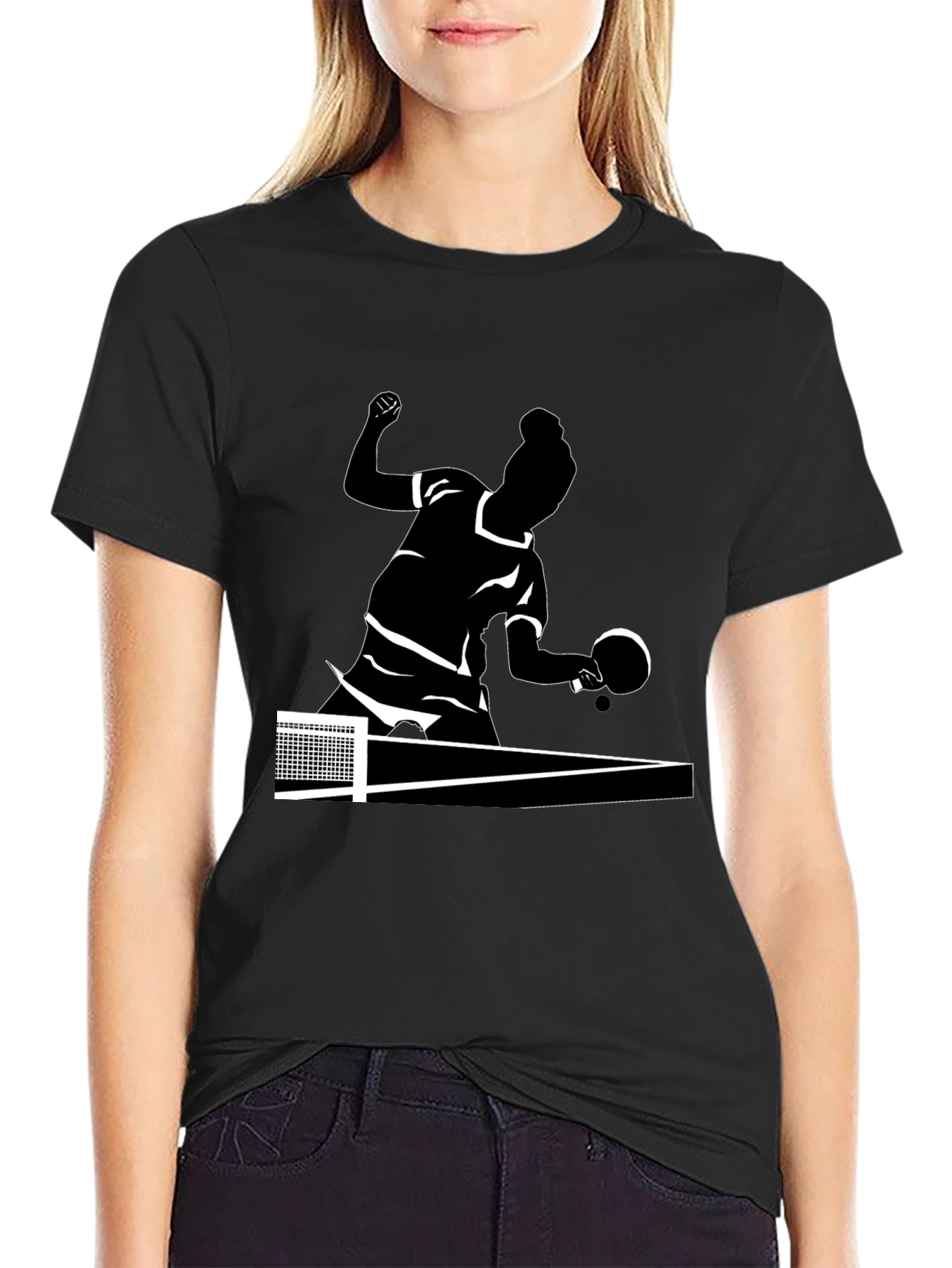 Table Tennis Player Graphic Tee - Black