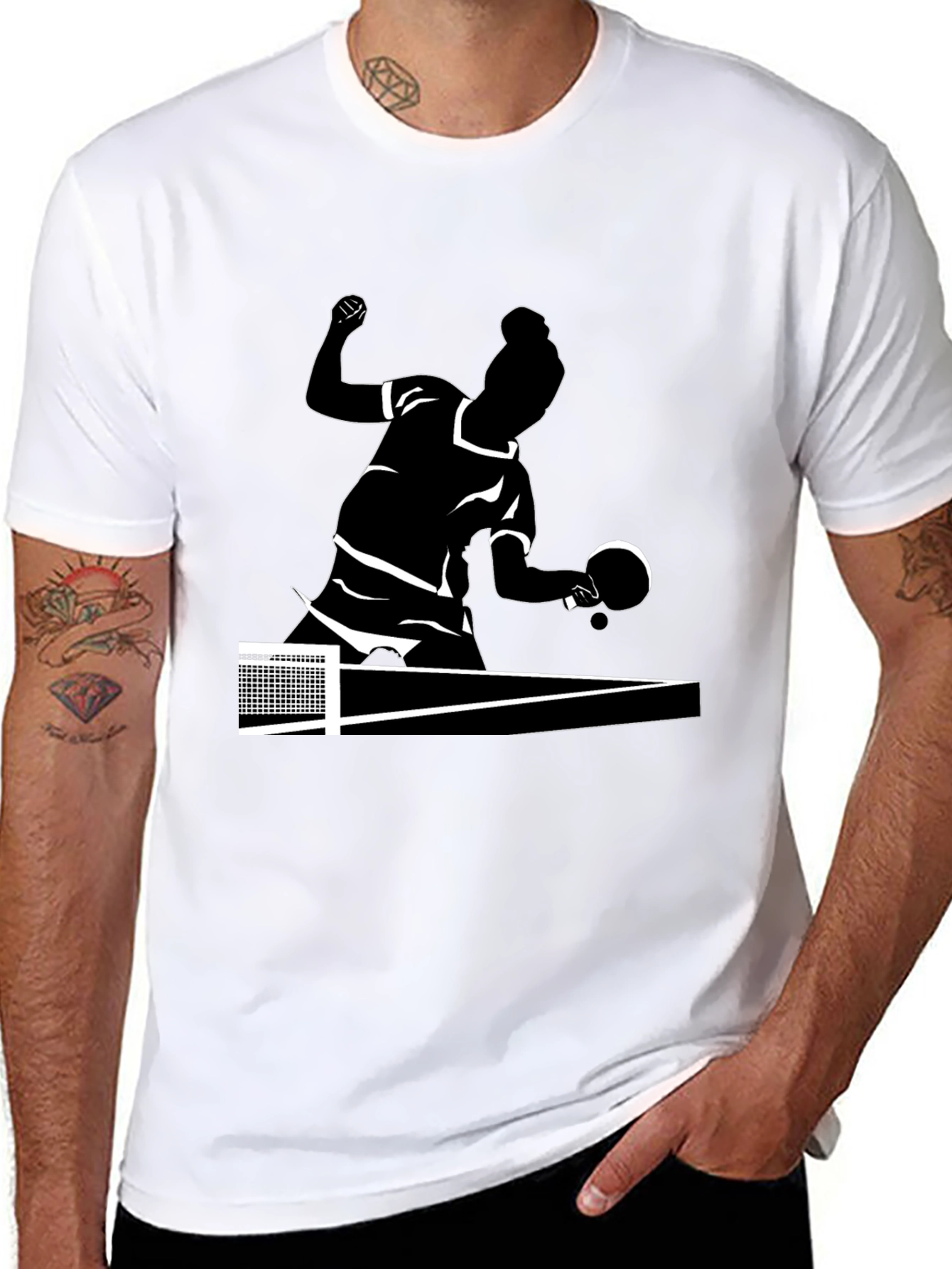 Table Tennis Player Graphic Tee - Black