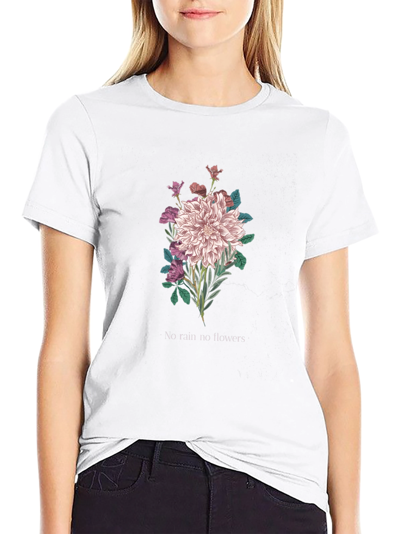 Floral Graphic Tee - No Rain No Flowers