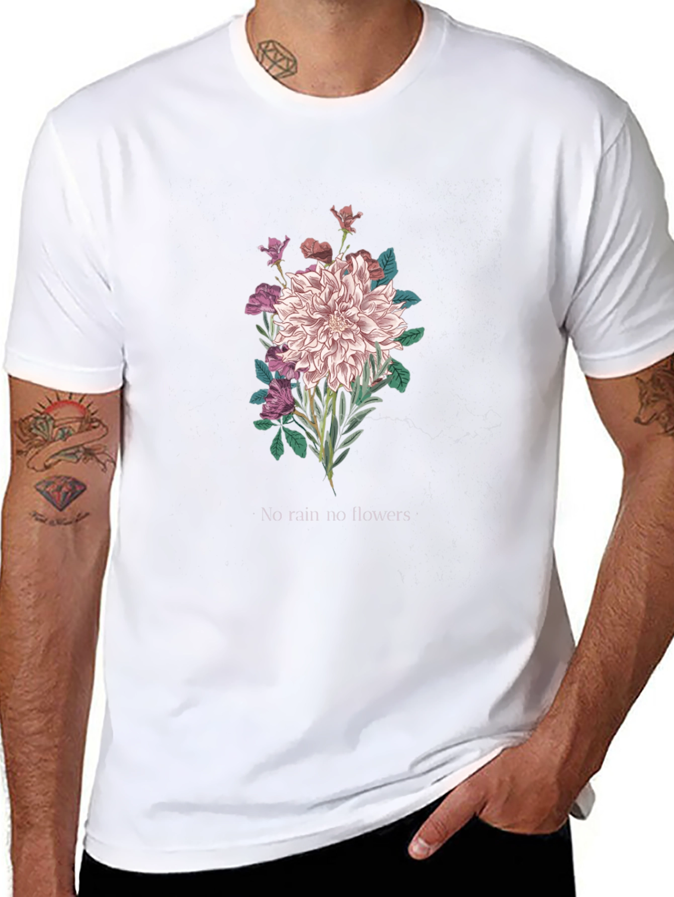 Floral Graphic Tee - No Rain No Flowers