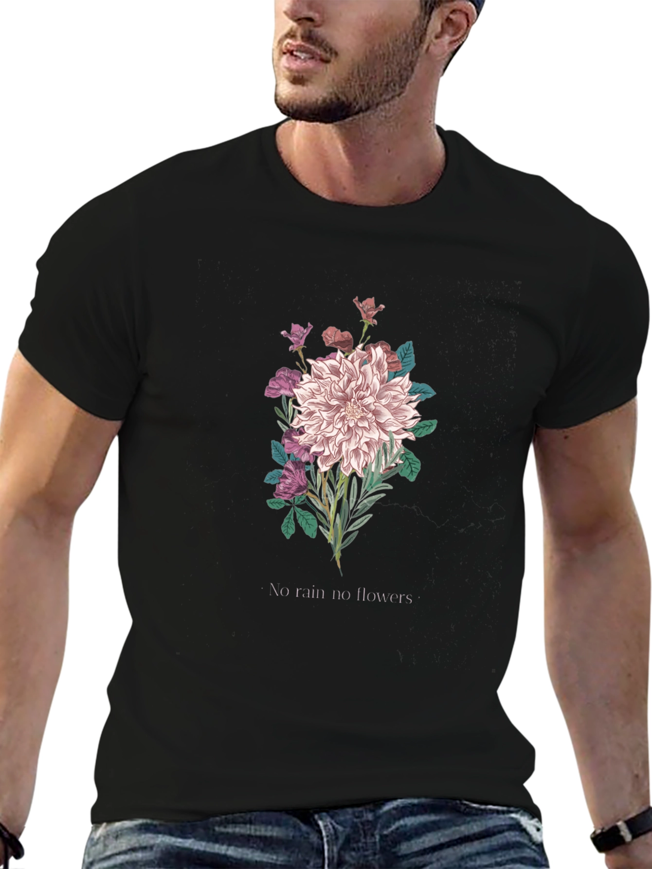 Floral Graphic Tee - No Rain No Flowers