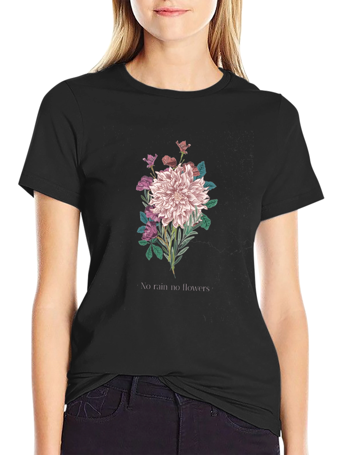 Floral Graphic Tee - No Rain No Flowers