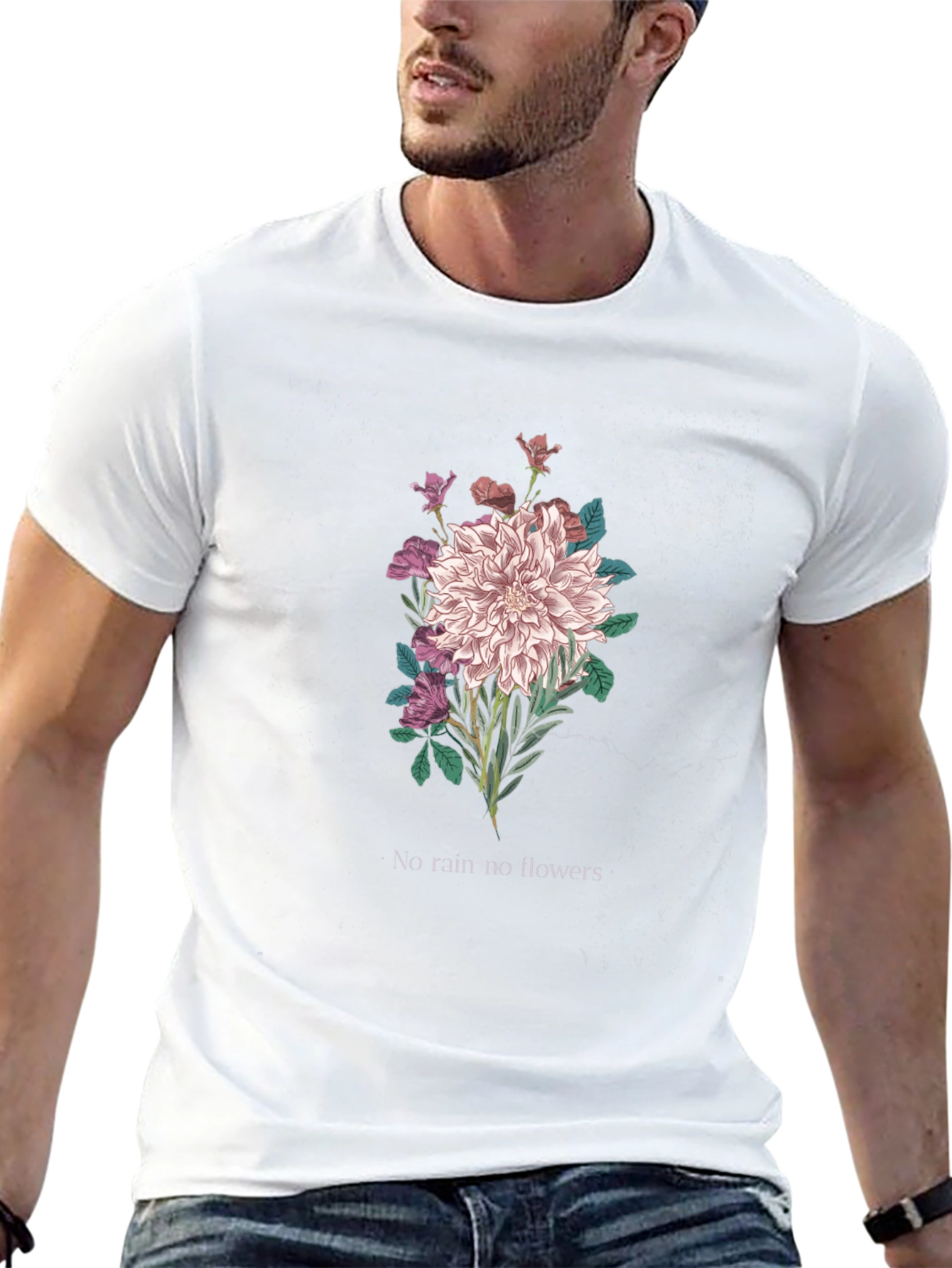 Floral Graphic Tee - No Rain No Flowers