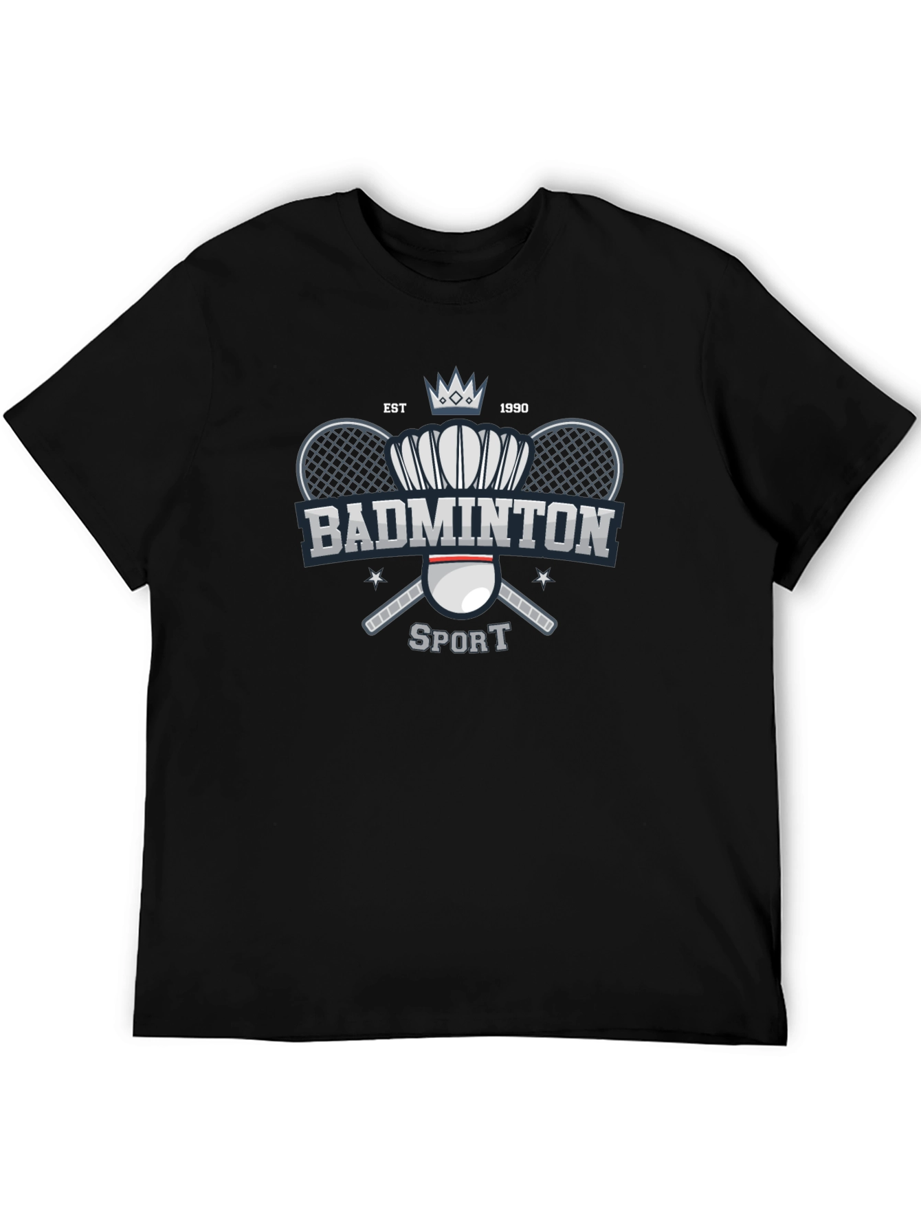 Badminton Sport T-Shirt Black Cotton Tee