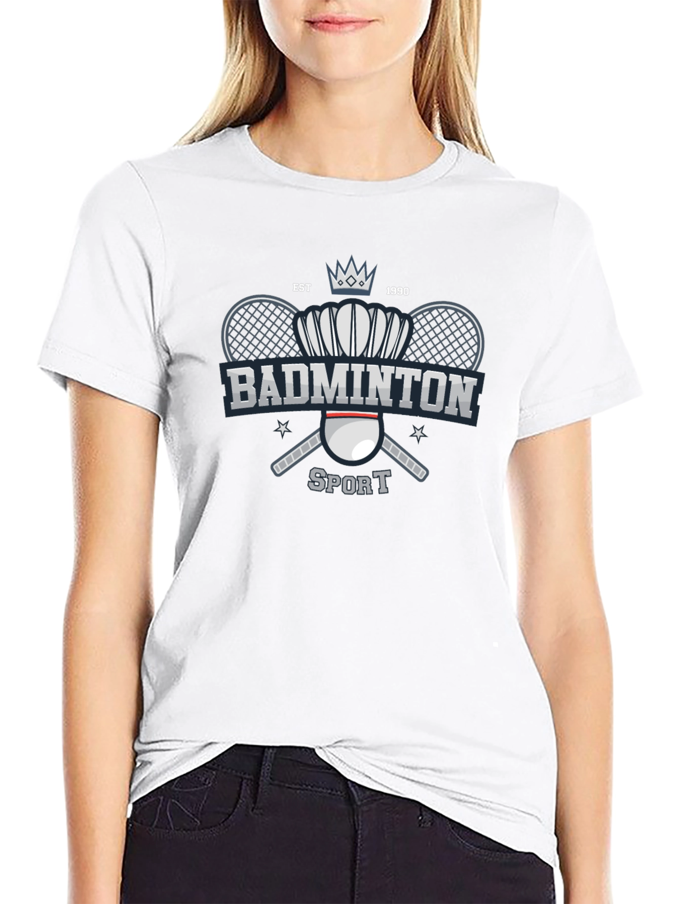 Badminton Sport T-Shirt Black Cotton Tee