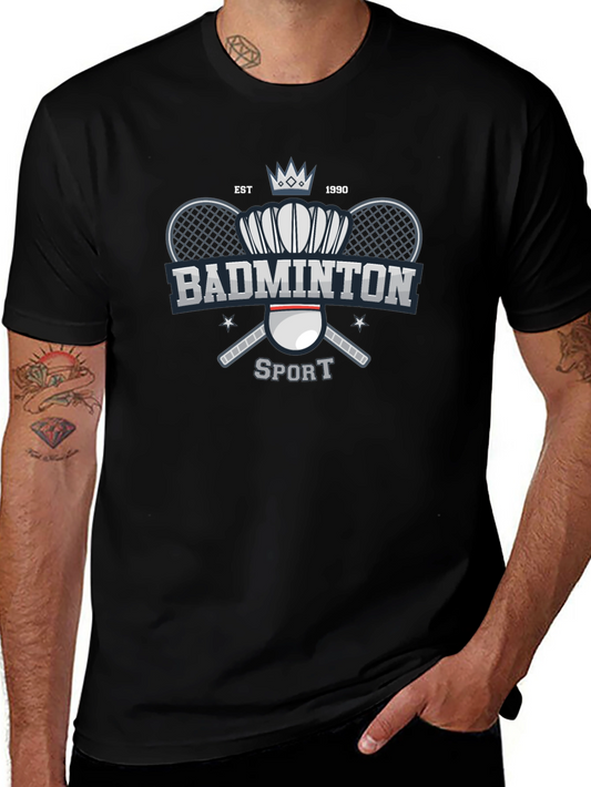 Badminton Sport T-Shirt Black Cotton Tee
