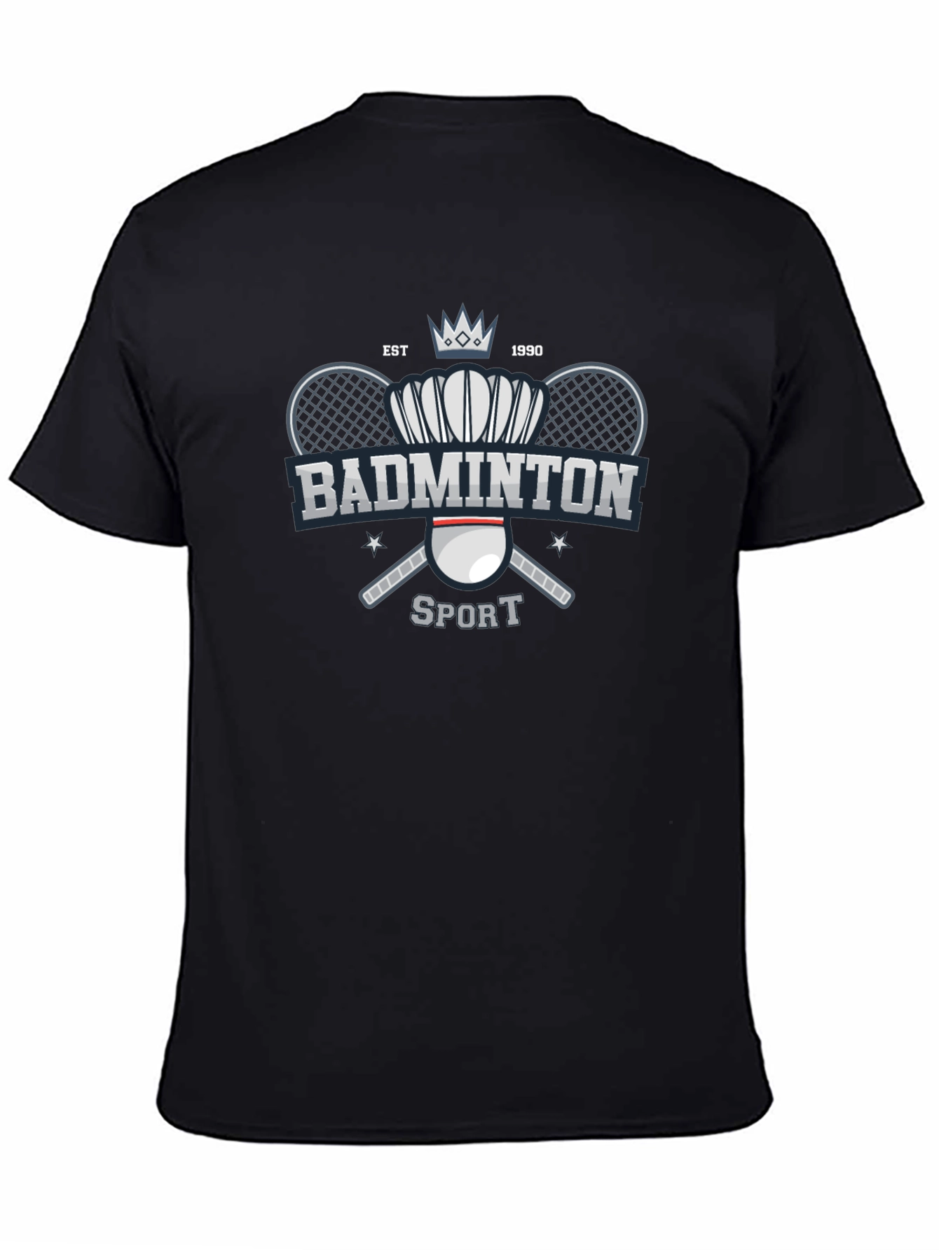 Badminton Sport T-Shirt Black Cotton Tee