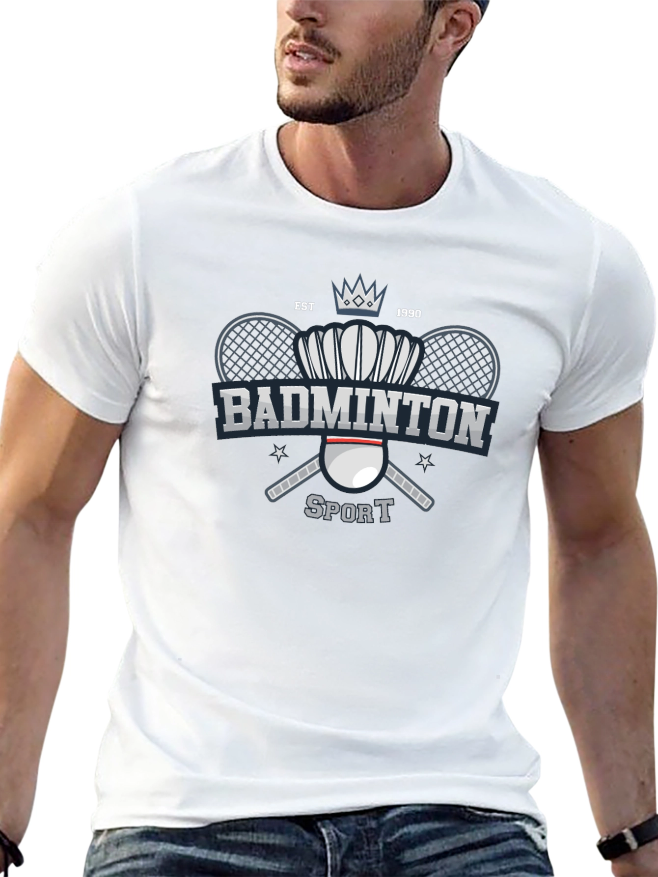 Badminton Sport T-Shirt Black Cotton Tee