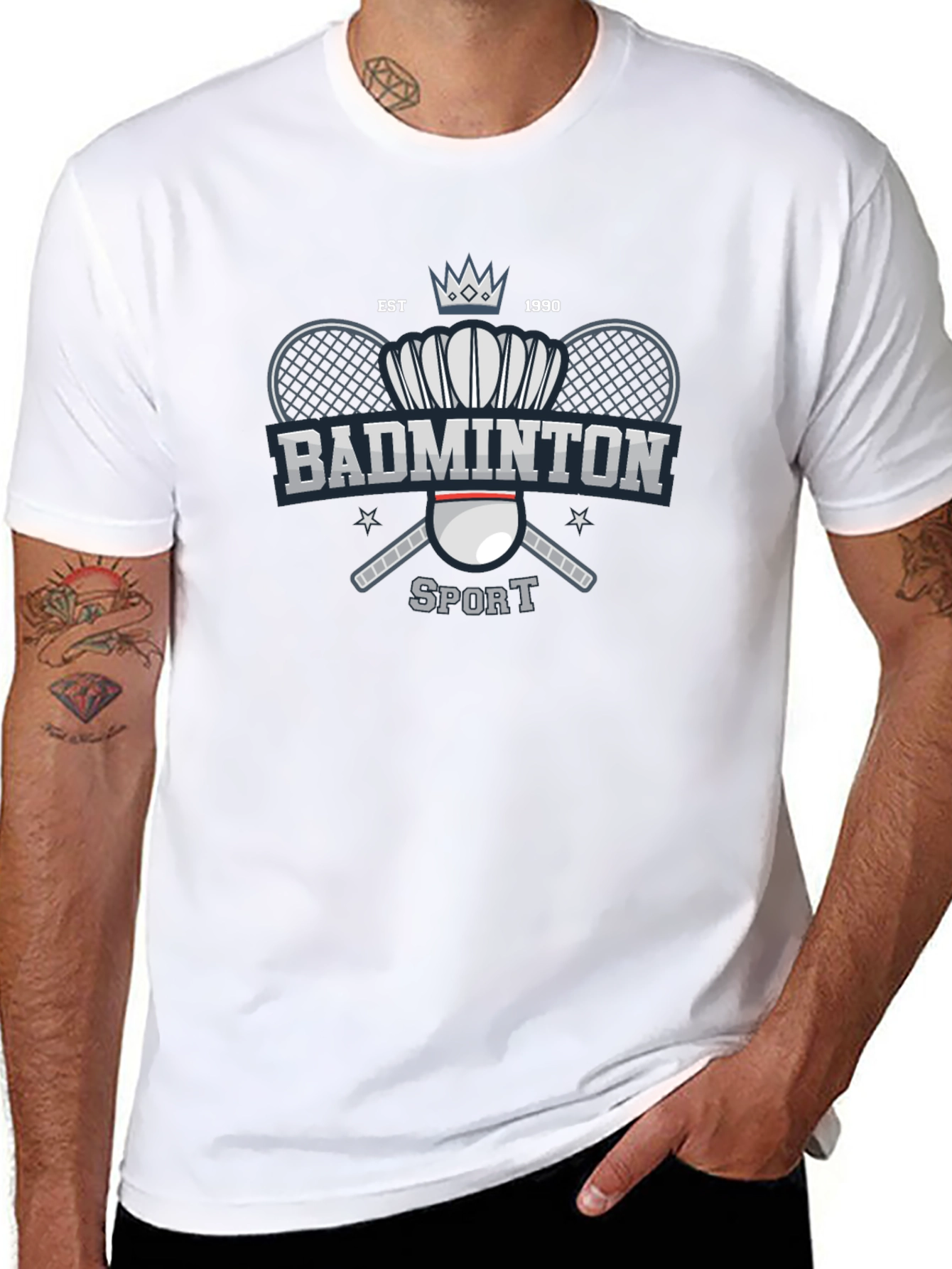 Badminton Sport T-Shirt Black Cotton Tee