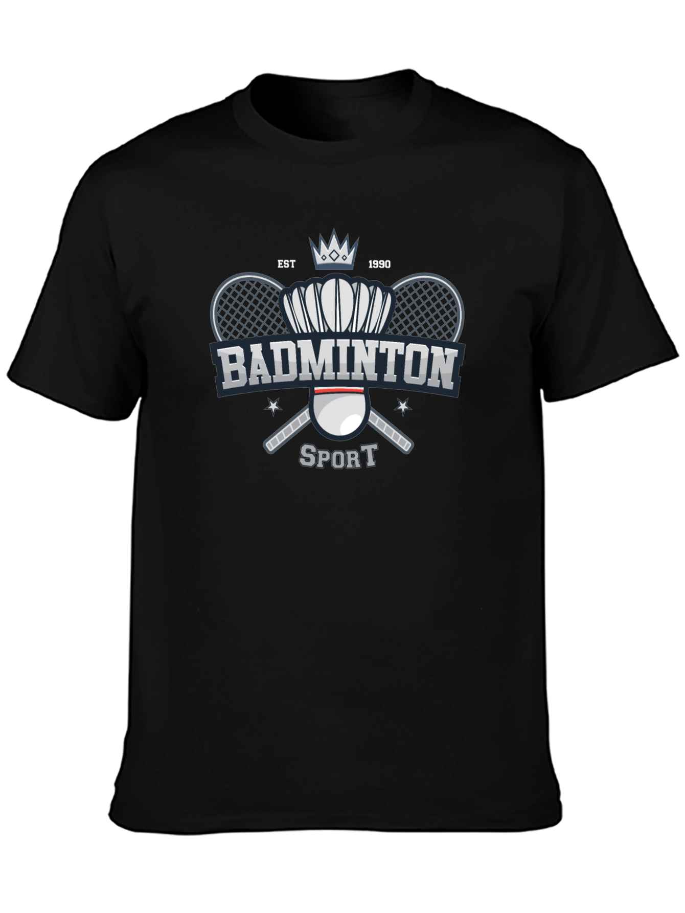 Badminton Sport T-Shirt Black Cotton Tee