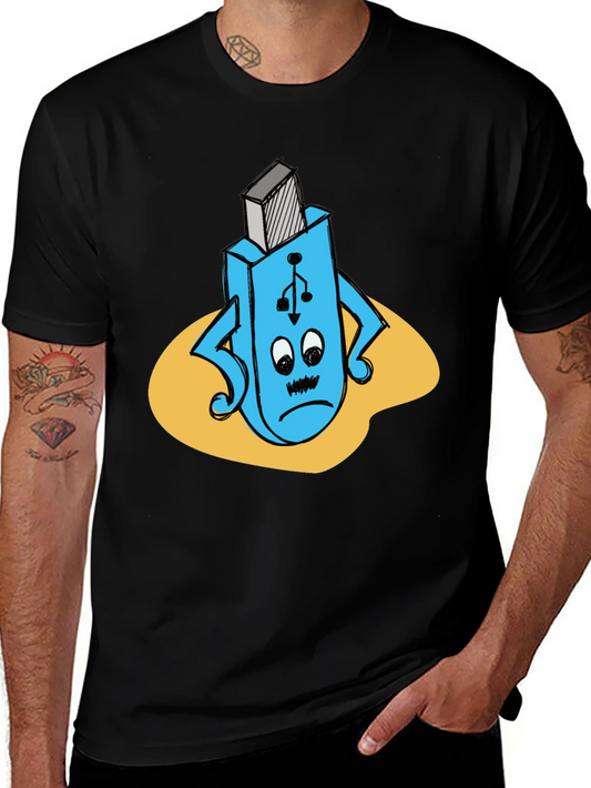 Funny USB Flash Drive T-Shirt - Black Cotton Tee