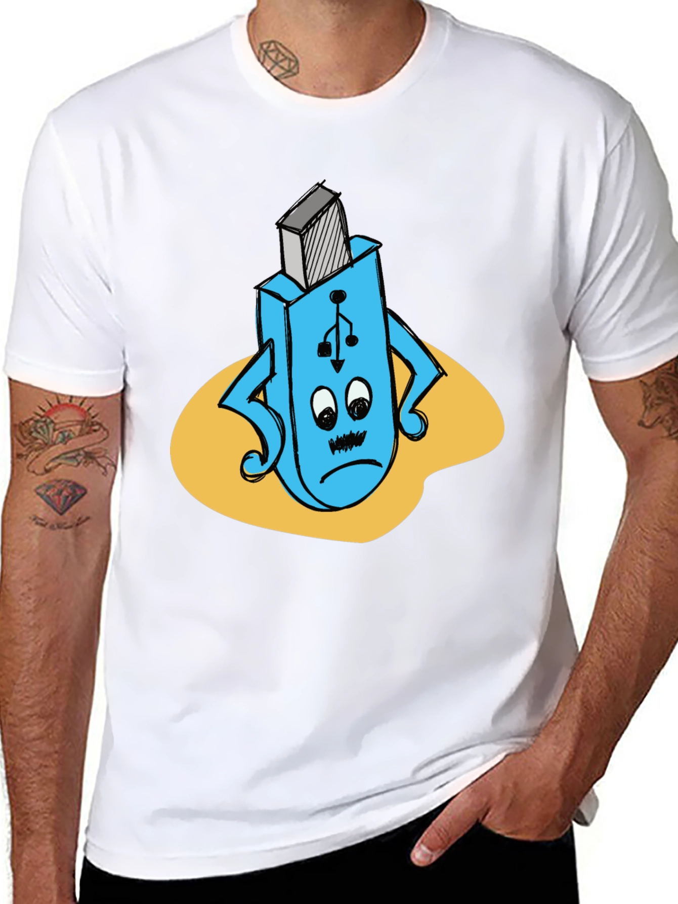 Funny USB Flash Drive T-Shirt - Black Cotton Tee