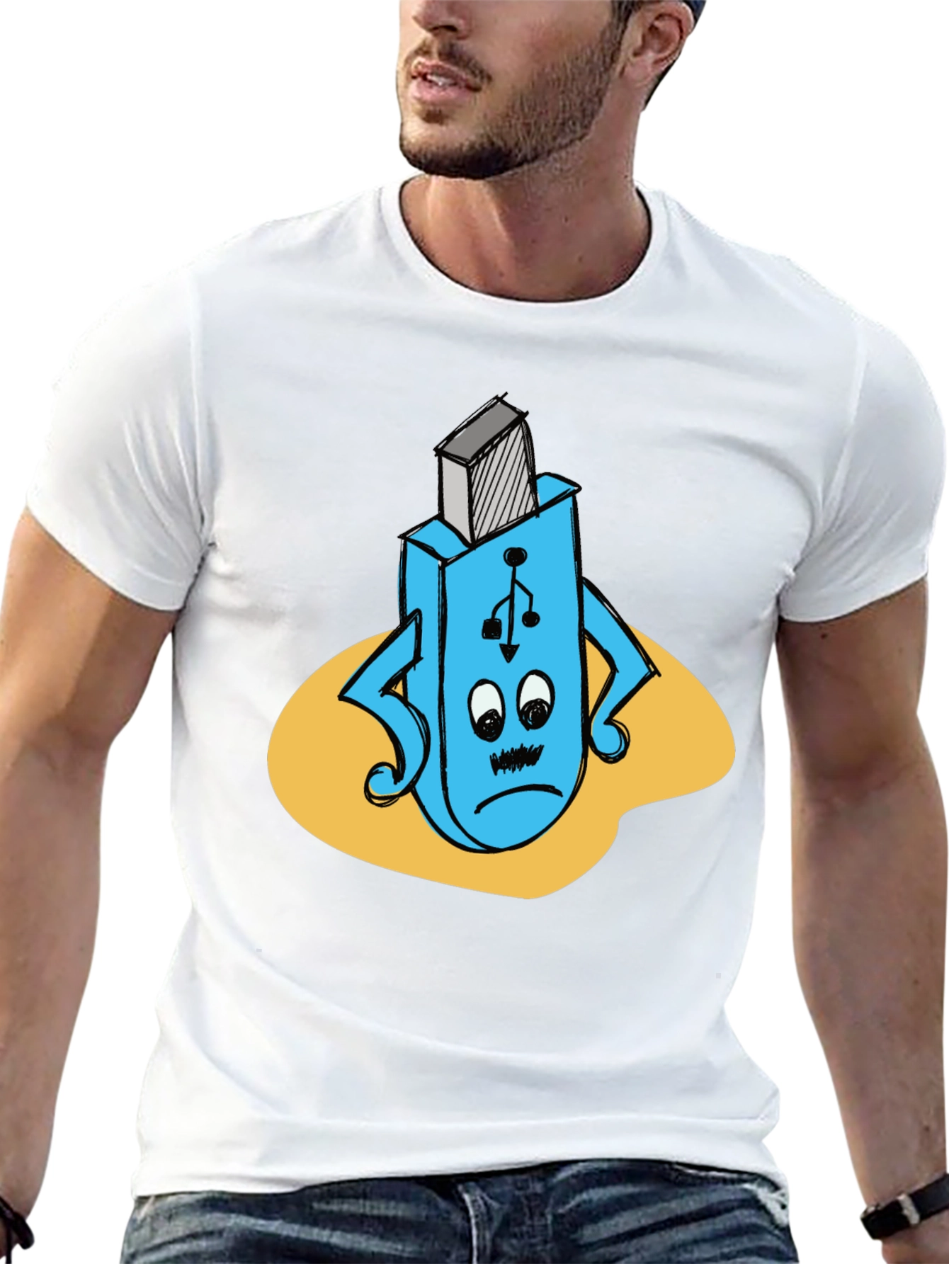 Funny USB Flash Drive T-Shirt - Black Cotton Tee