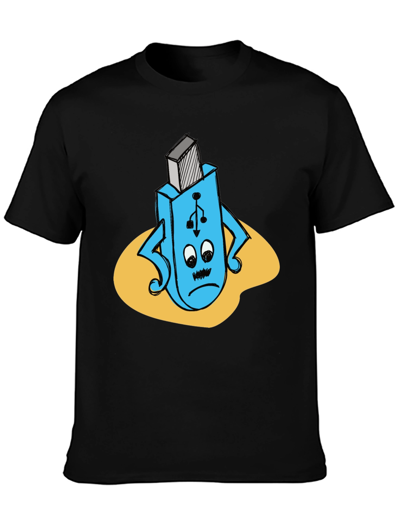 Funny USB Flash Drive T-Shirt - Black Cotton Tee