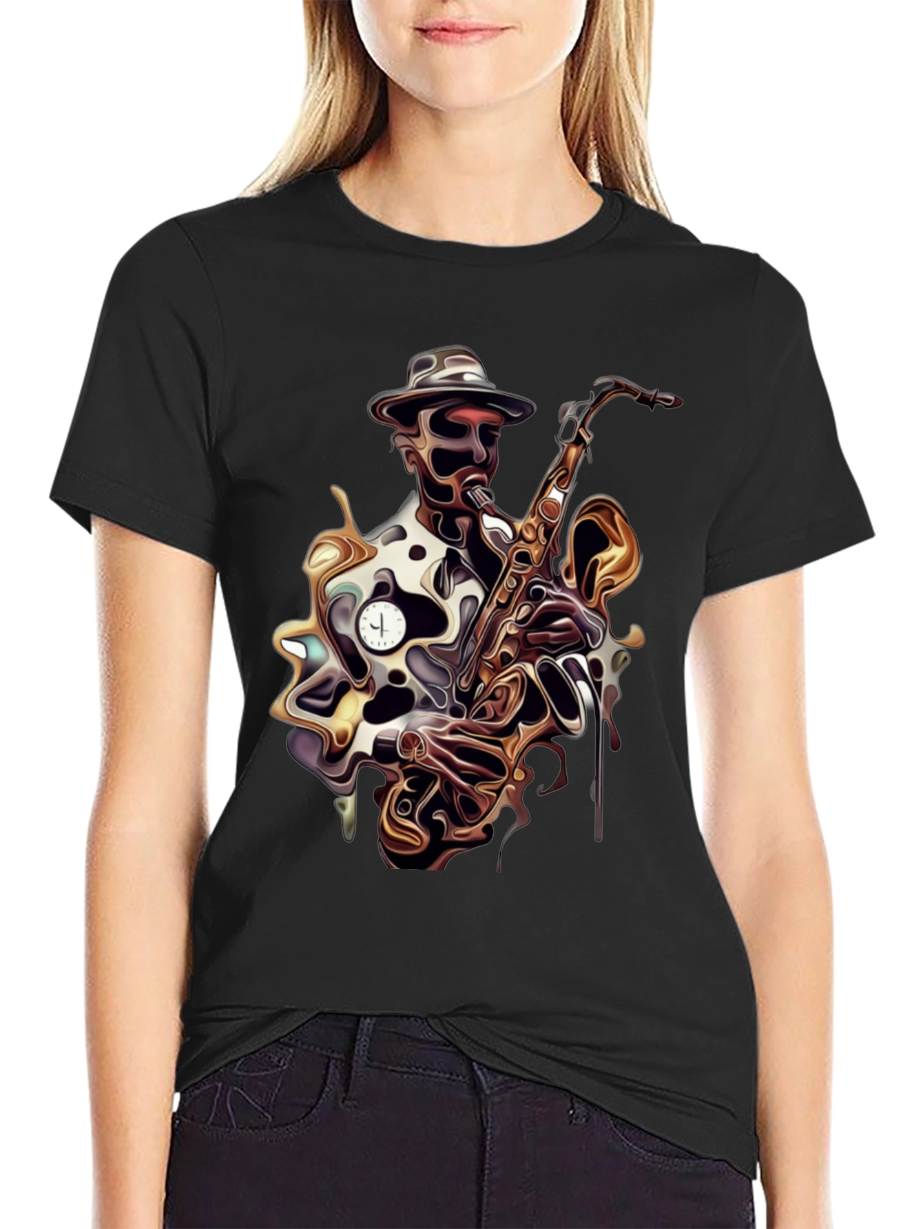 Jazz Saxophone Player Black T-Shirt