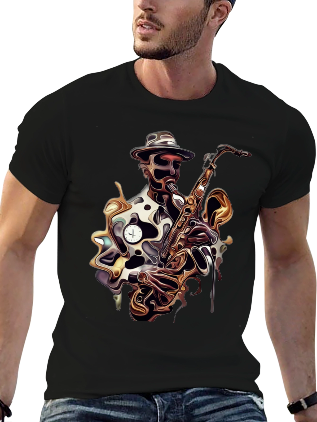 Jazz Saxophone Player Black T-Shirt