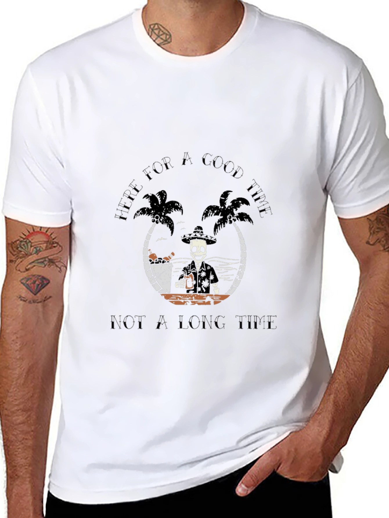 Here for a Good Time Skeleton Graphic Tee