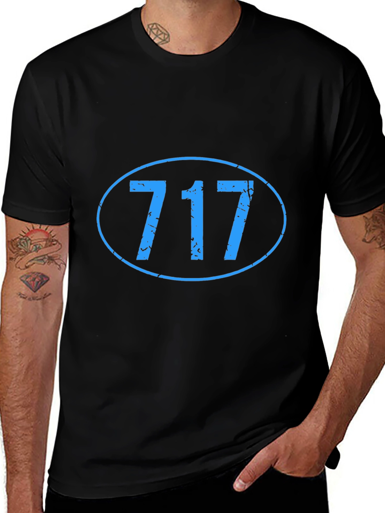 717 Area Code Graphic Tee - Black Casual T-Shirt