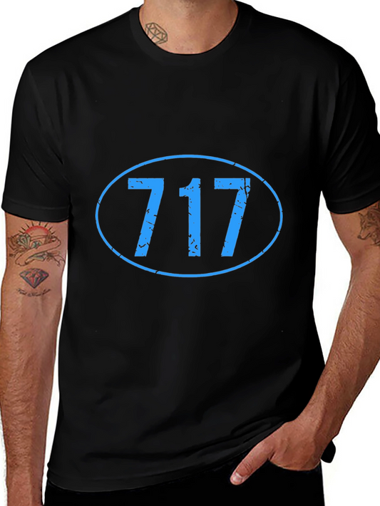 717 Area Code Graphic Tee - Black Casual T-Shirt
