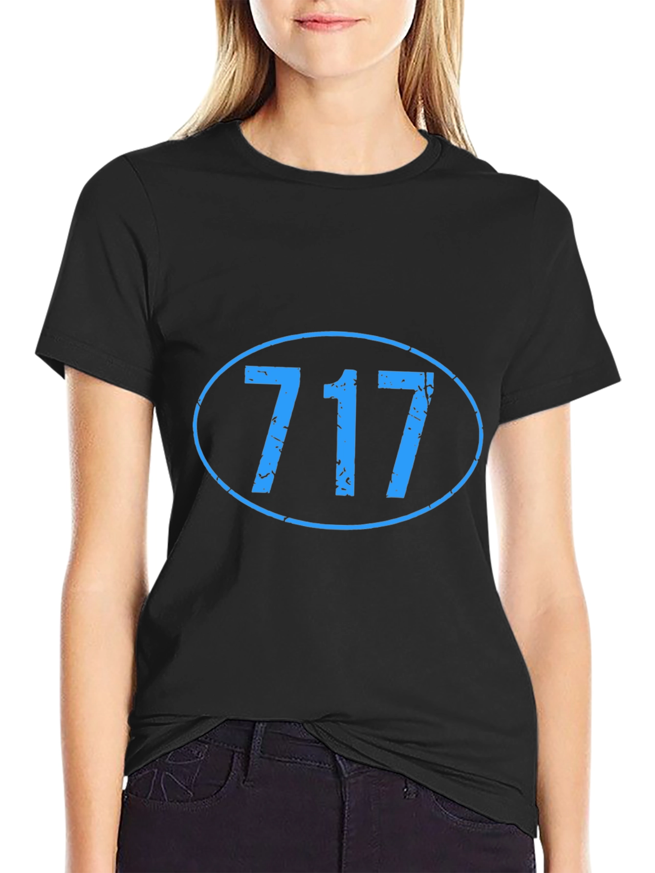 717 Area Code Graphic Tee - Black Casual T-Shirt