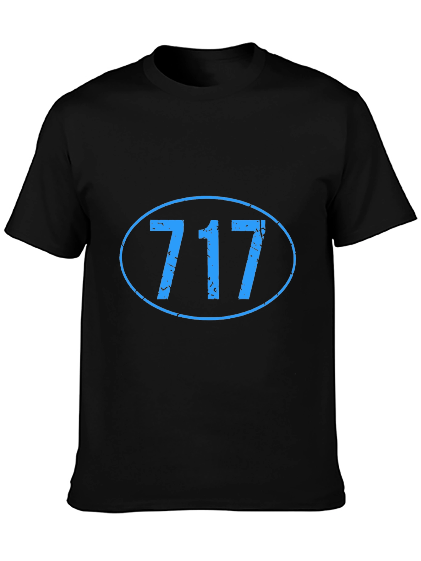 717 Area Code Graphic Tee - Black Casual T-Shirt