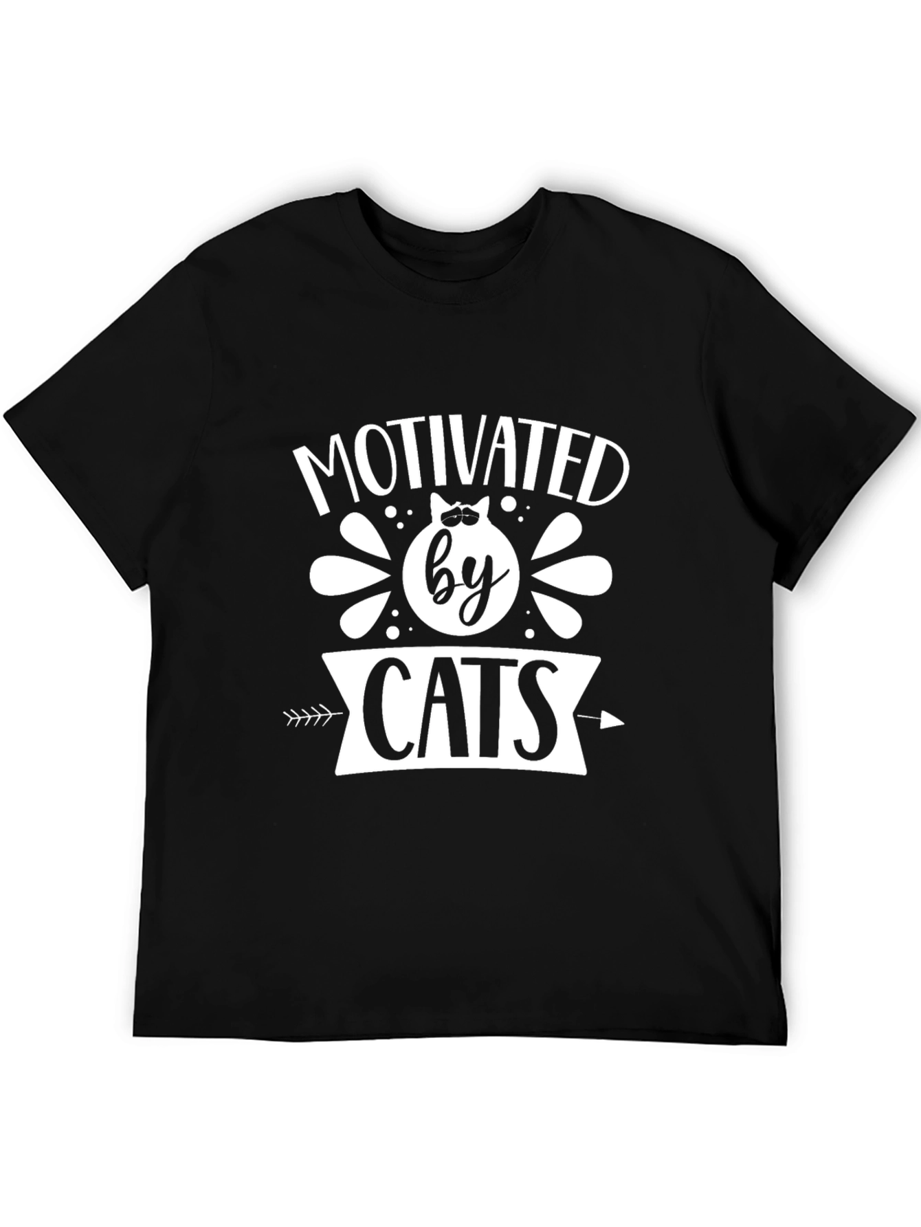 Motivated by Cats Graphic Tee - Black Cotton T-Shirt
