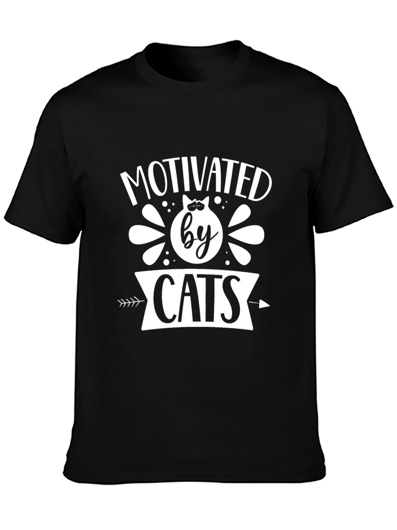 Motivated by Cats Graphic Tee - Black Cotton T-Shirt