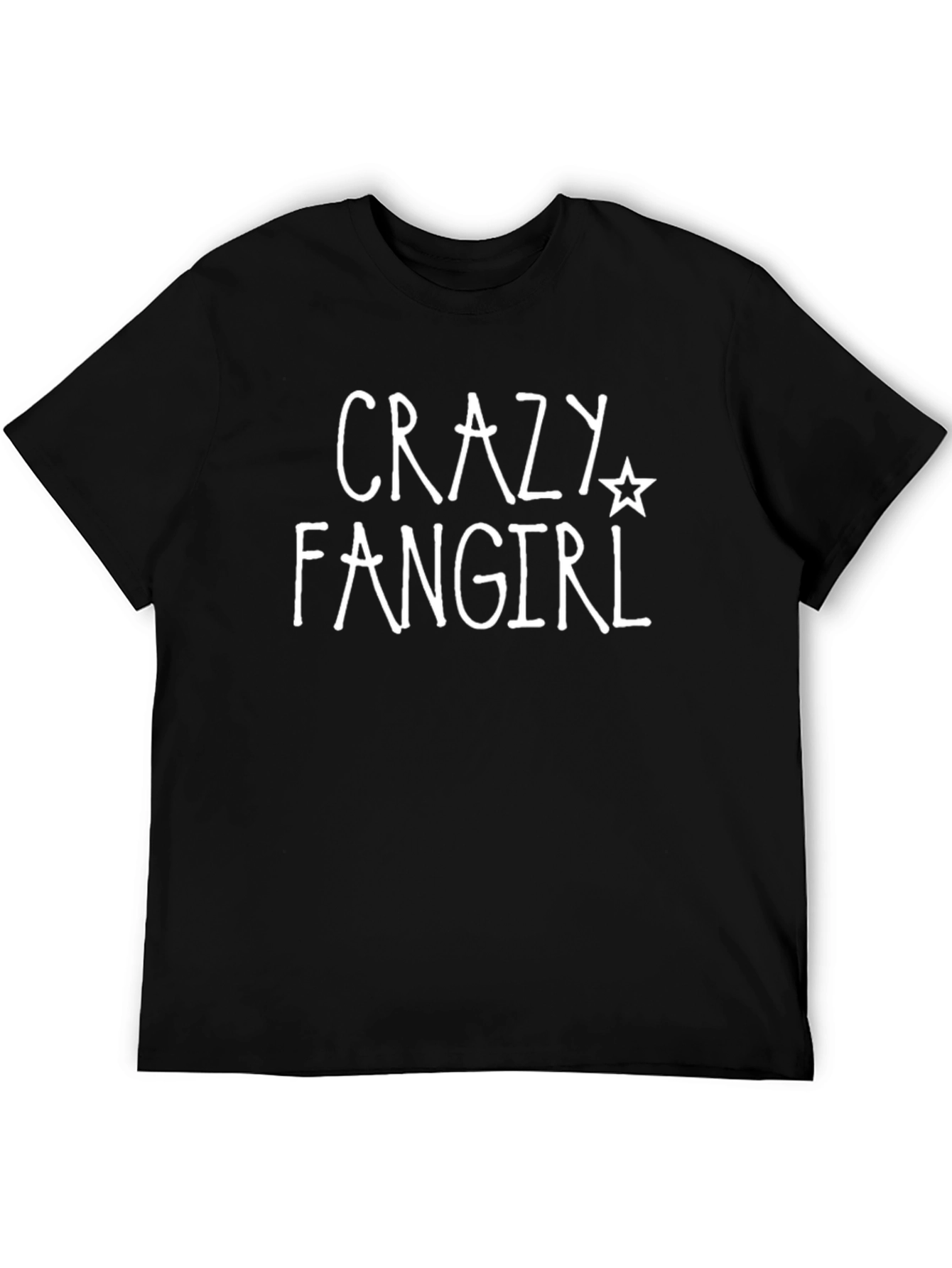 Crazy Fangirl Black Cotton T-Shirt