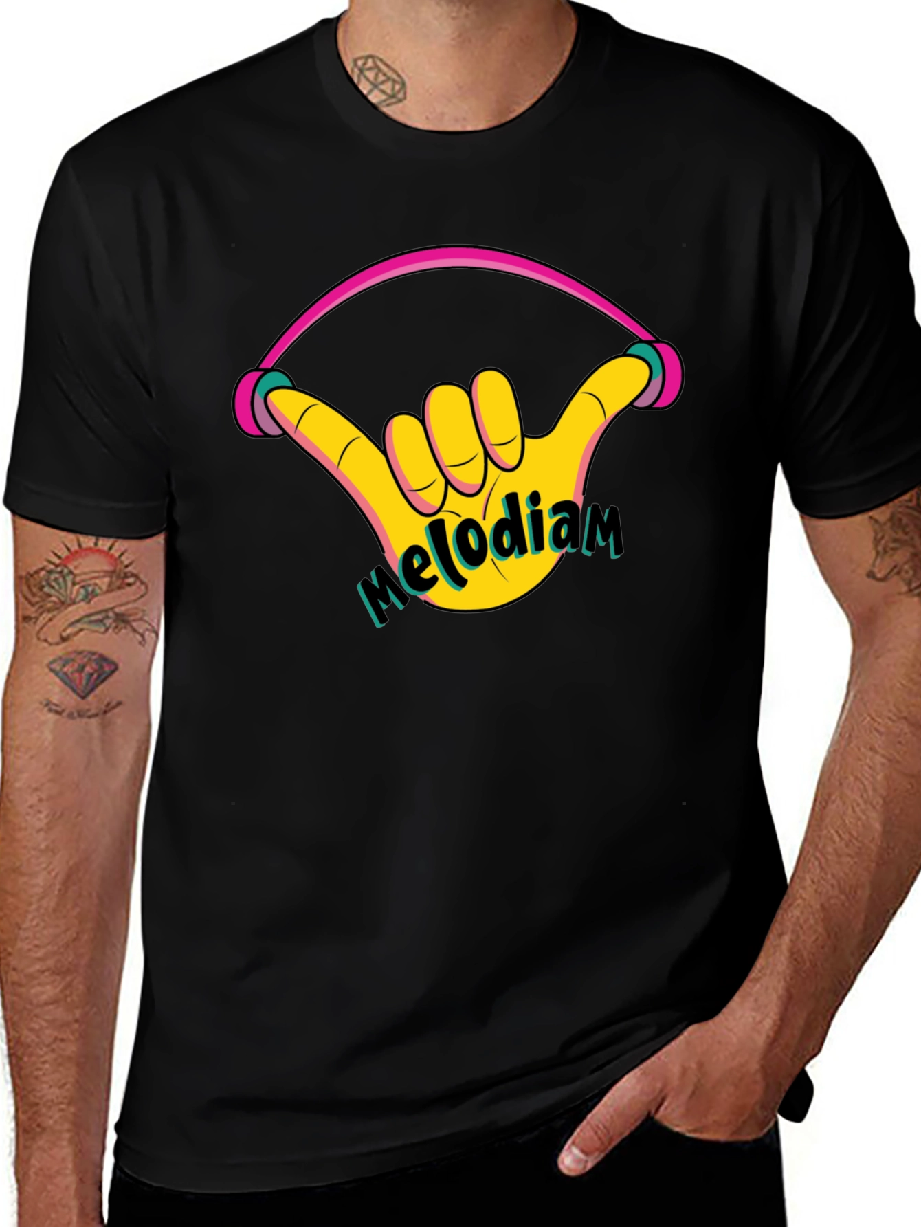 Melodiam Shaka Hand Black Graphic Tee