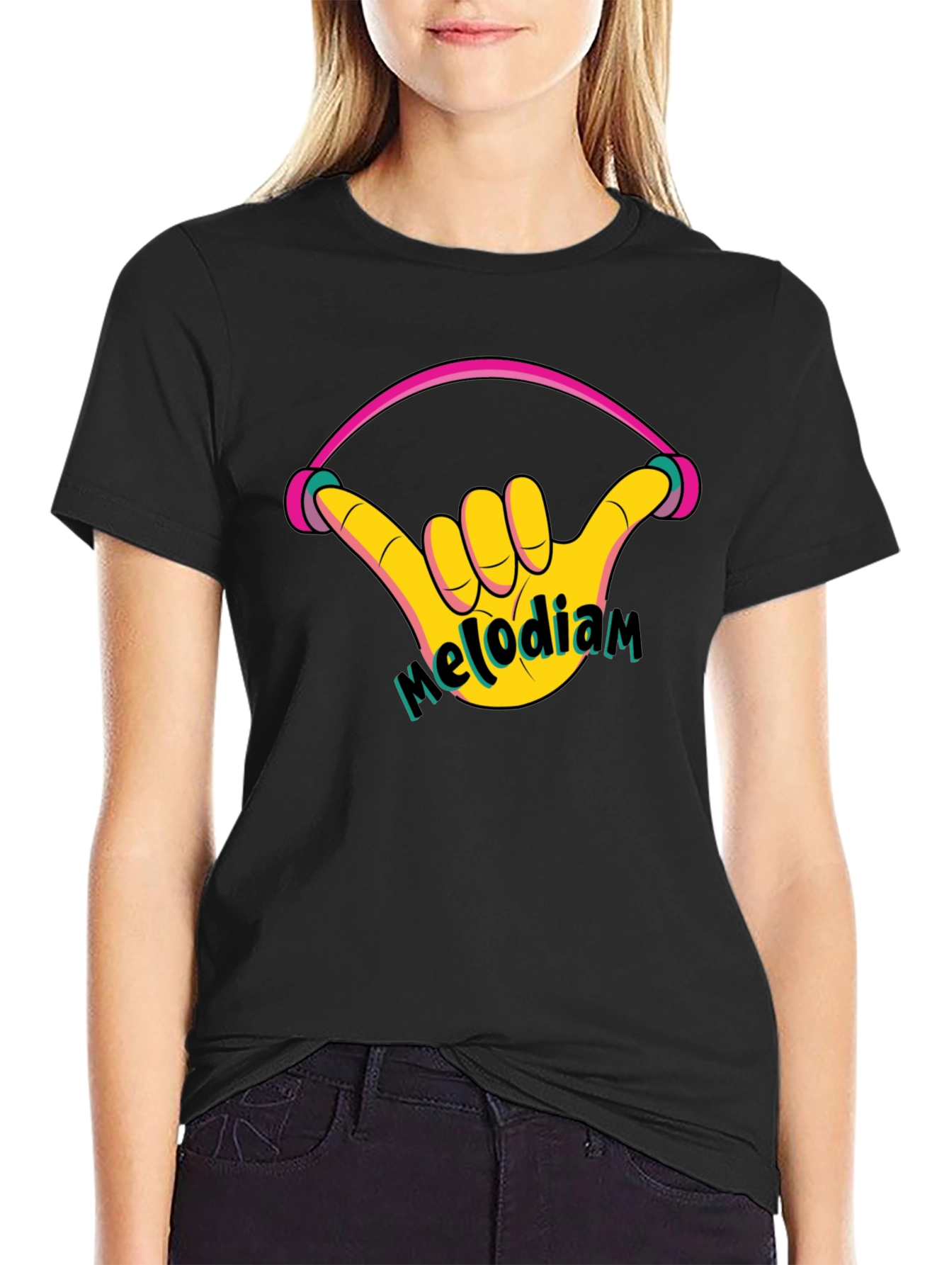Melodiam Shaka Hand Black Graphic Tee