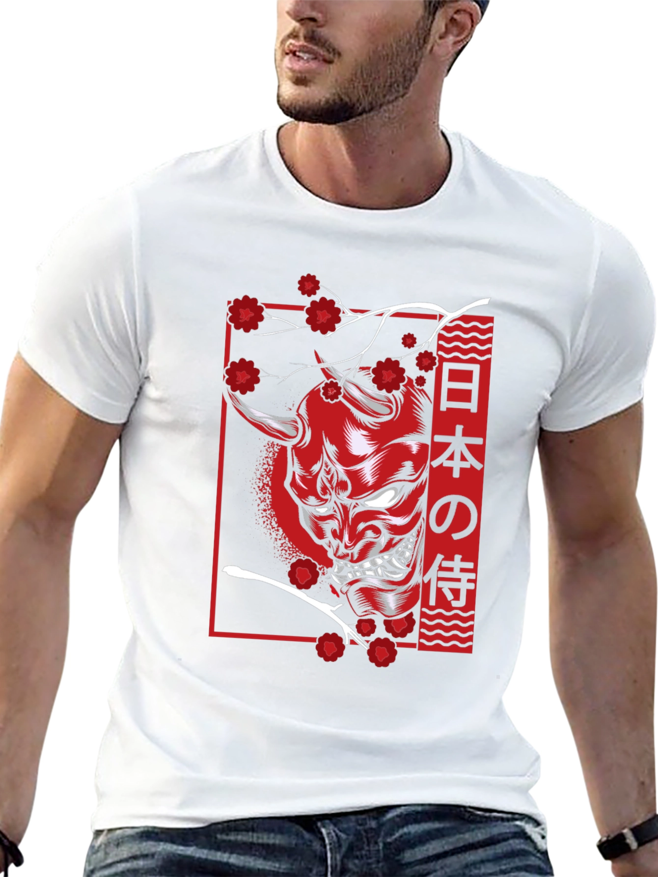 Japanese Oni Mask T-Shirt - Samurai Demon