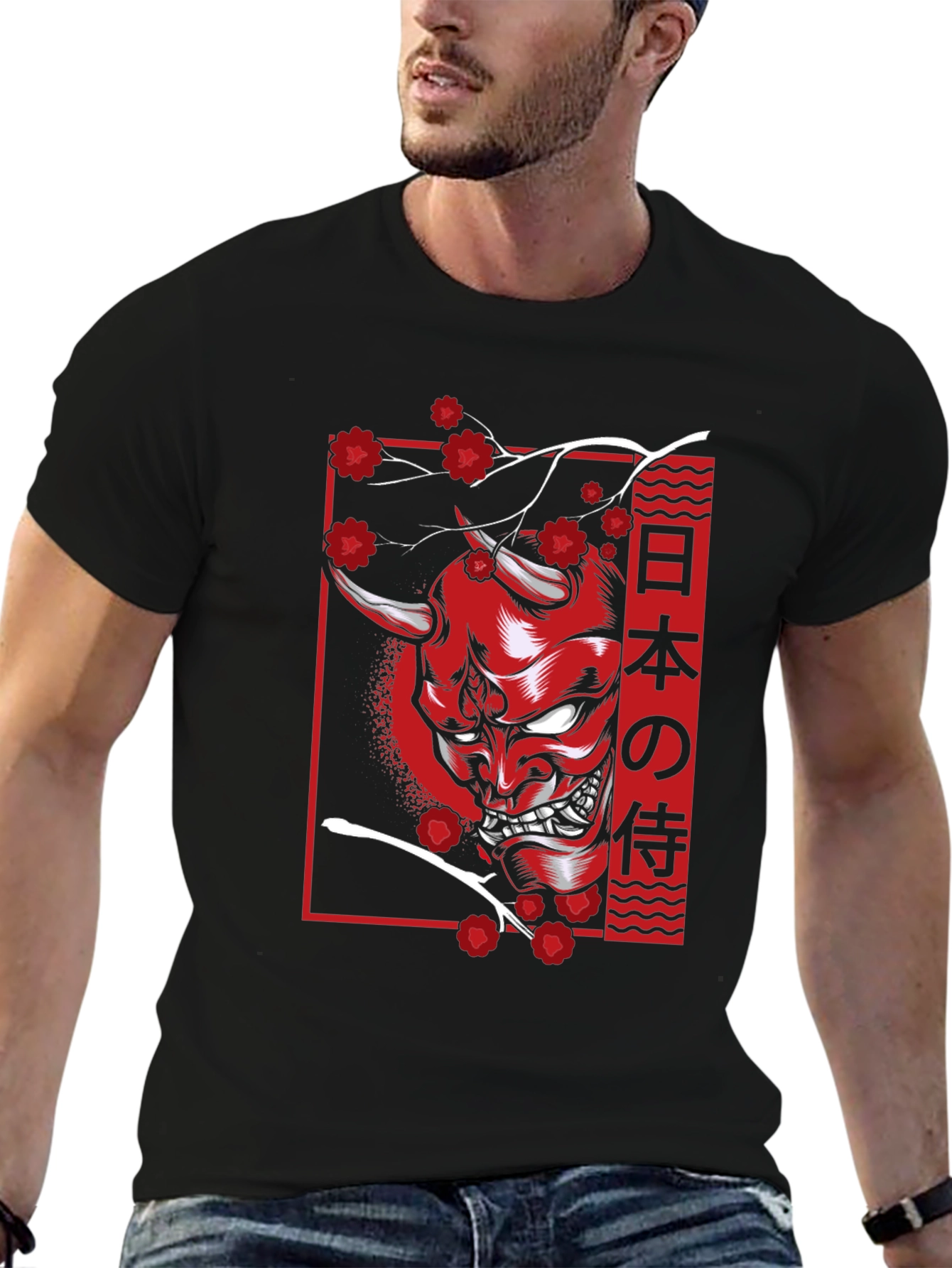 Japanese Oni Mask T-Shirt - Samurai Demon
