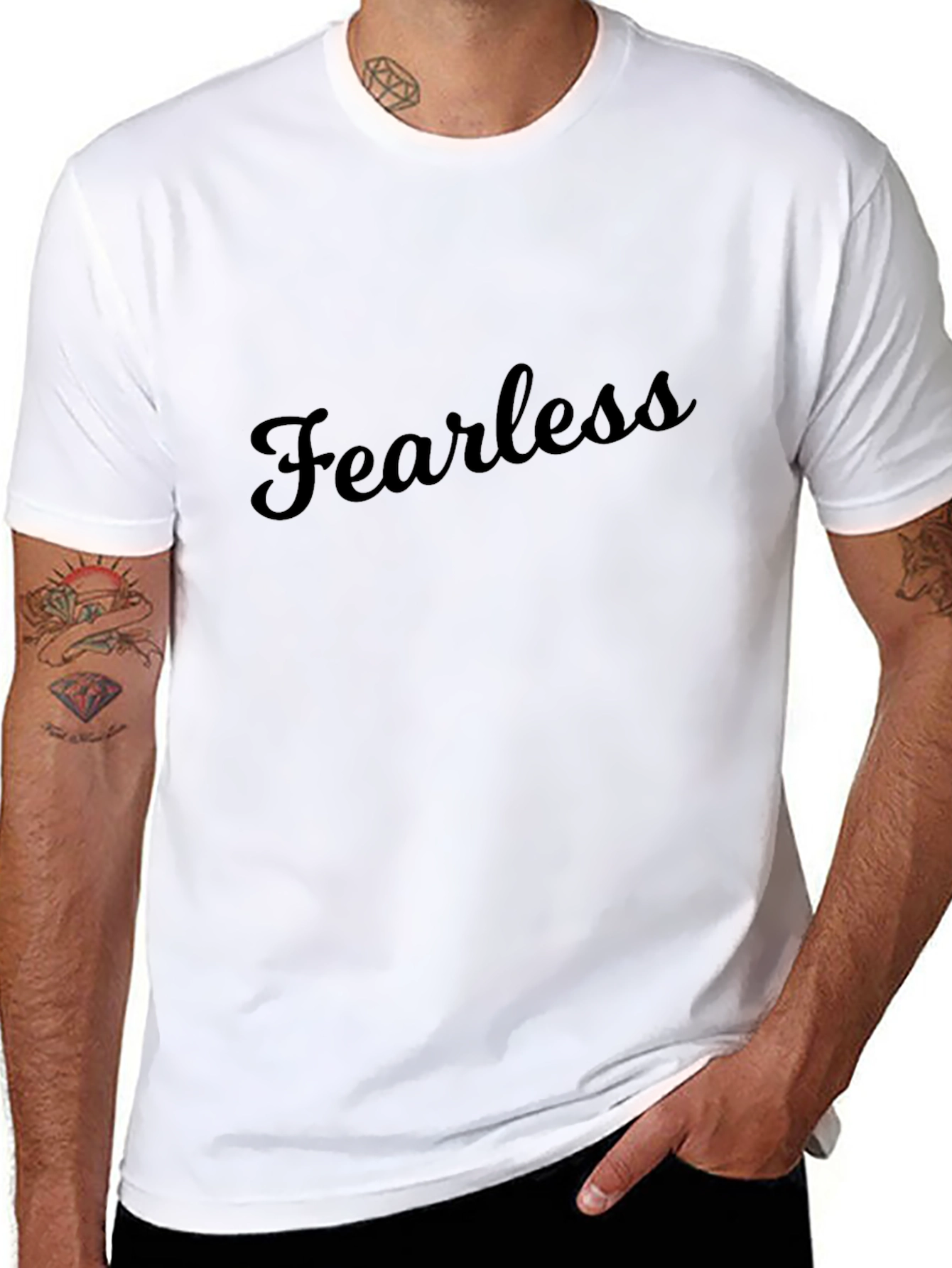 Fearless Black Cotton Casual Tee