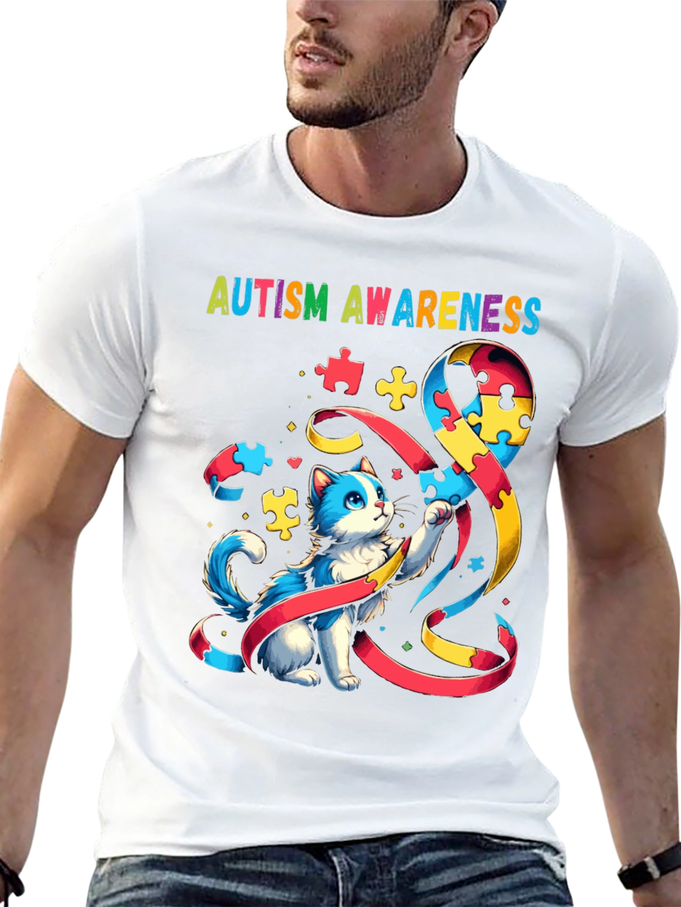 Autism Awareness Cat T-Shirt