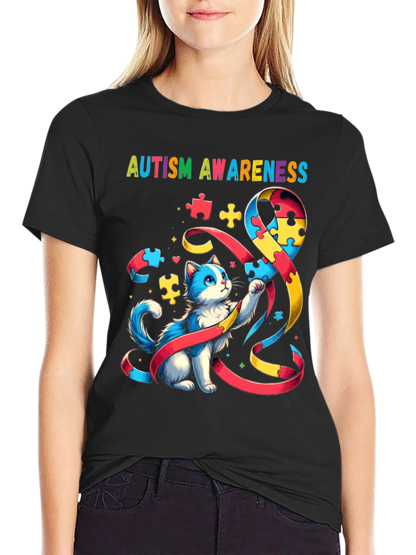 Autism Awareness Cat T-Shirt