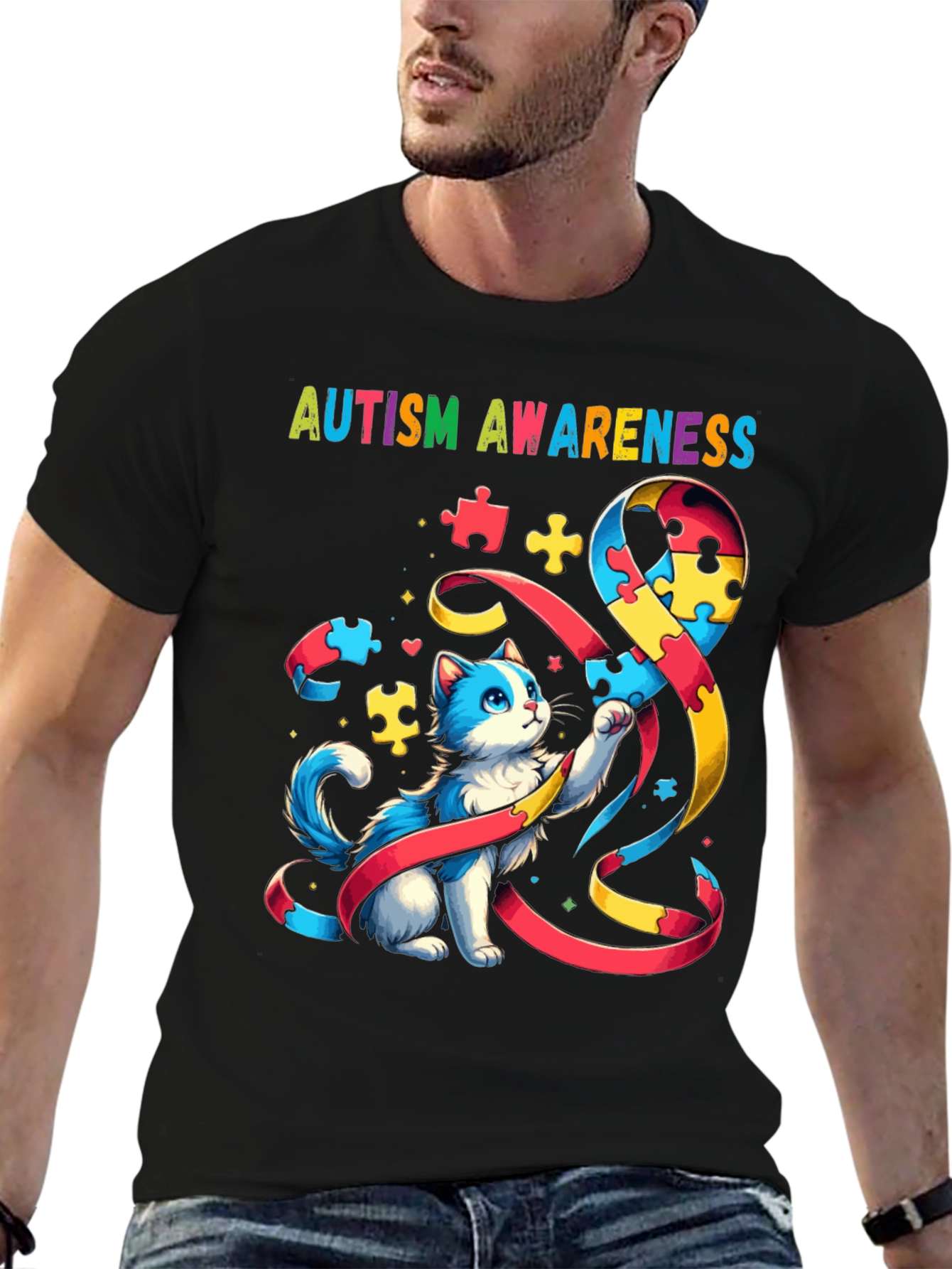Autism Awareness Cat T-Shirt