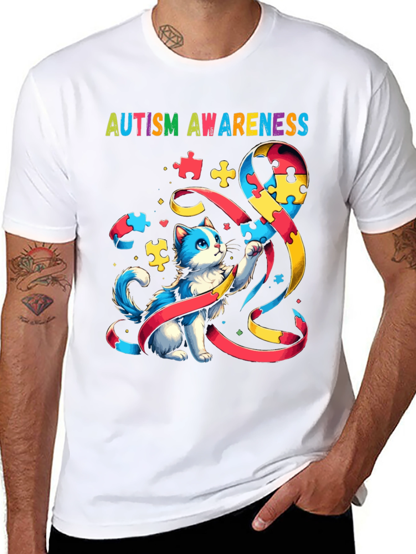 Autism Awareness Cat T-Shirt