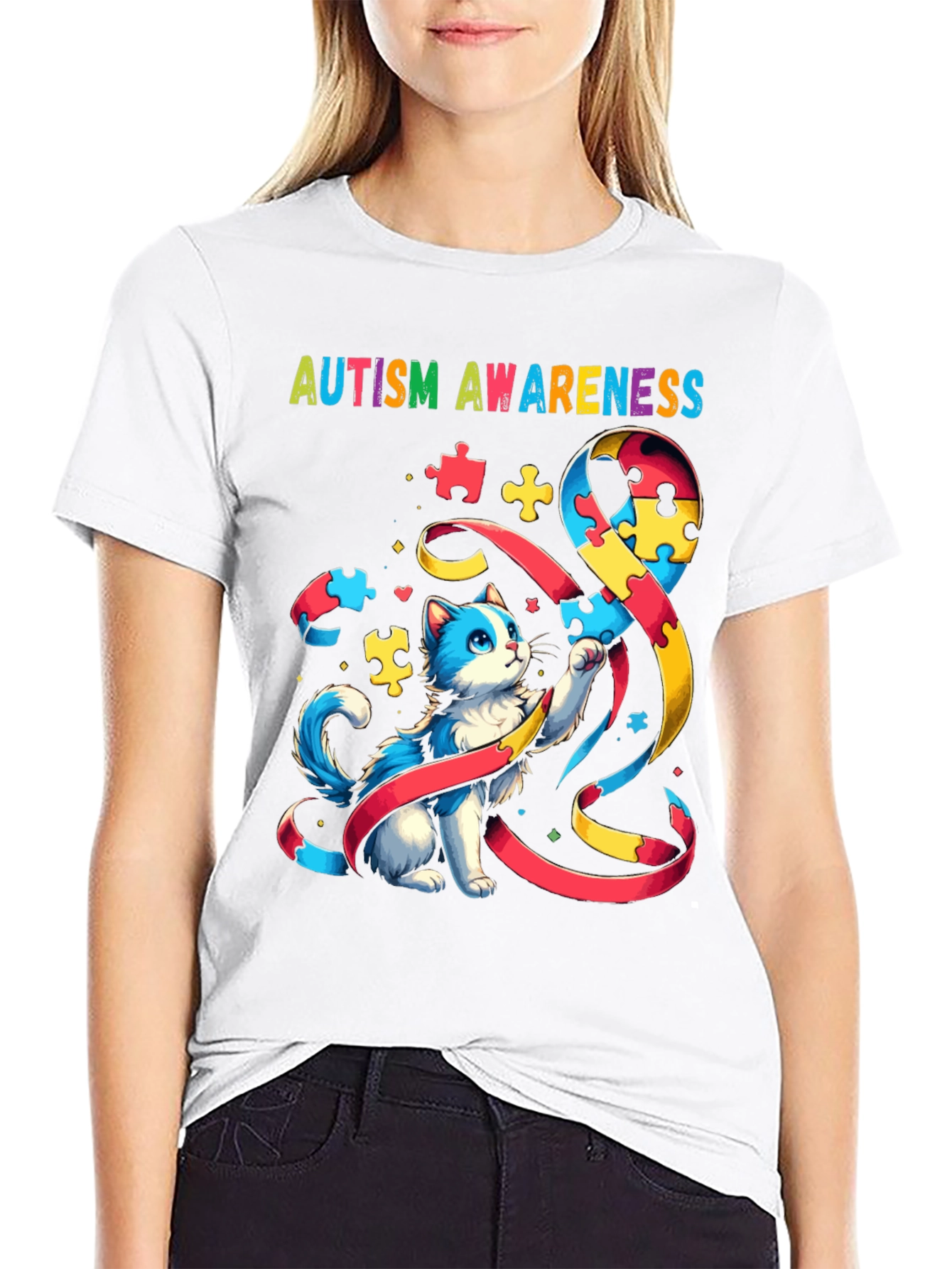 Autism Awareness Cat T-Shirt