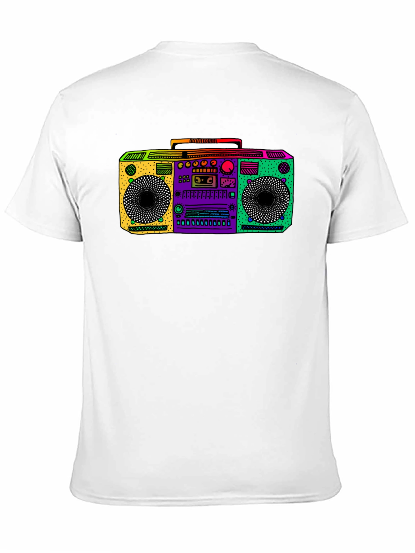 Retro Boombox Graphic Tee - Black Cotton T-Shirt