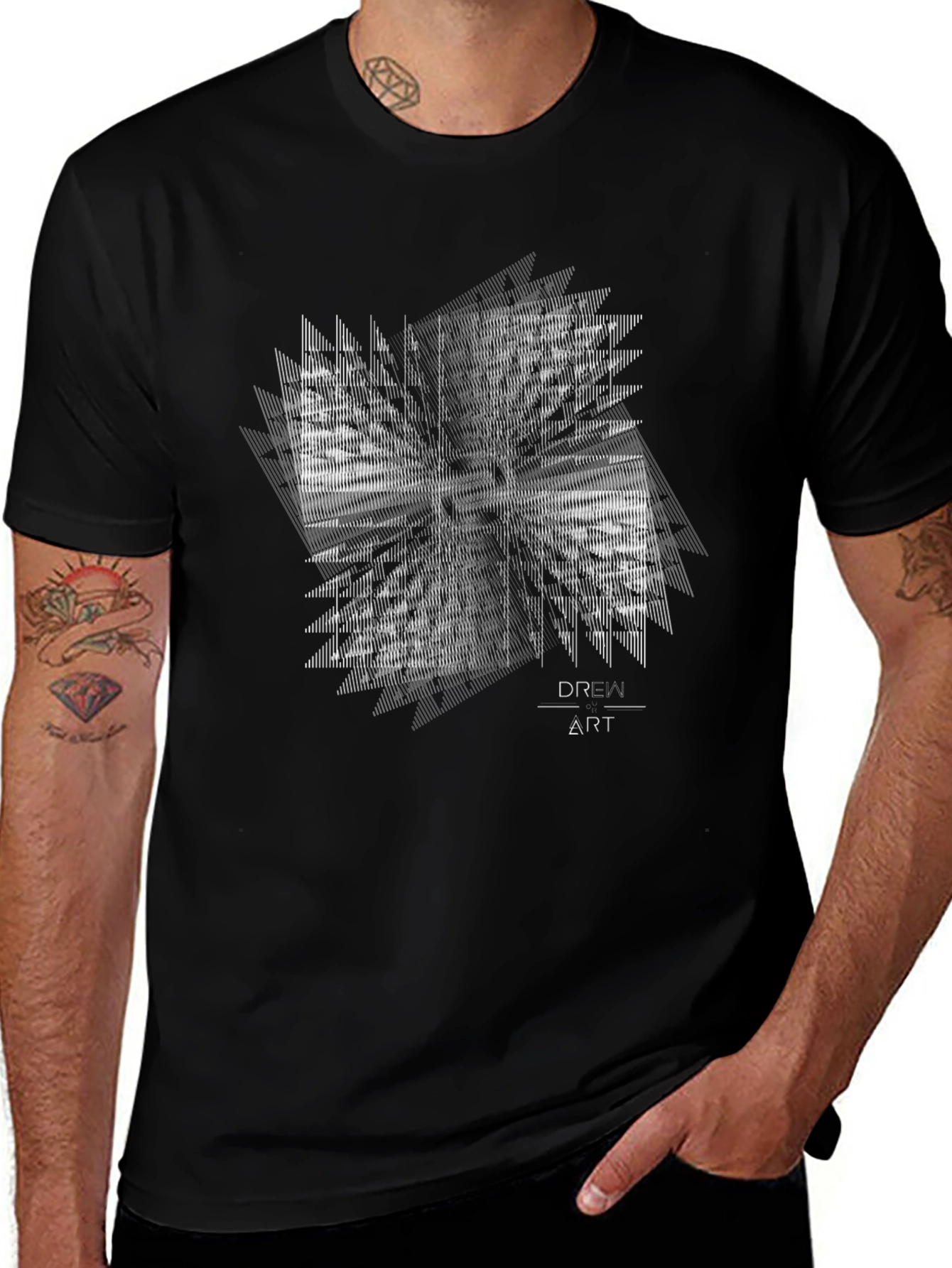 Abstract Art Graphic Tee - Modern Style Black T-Shirt