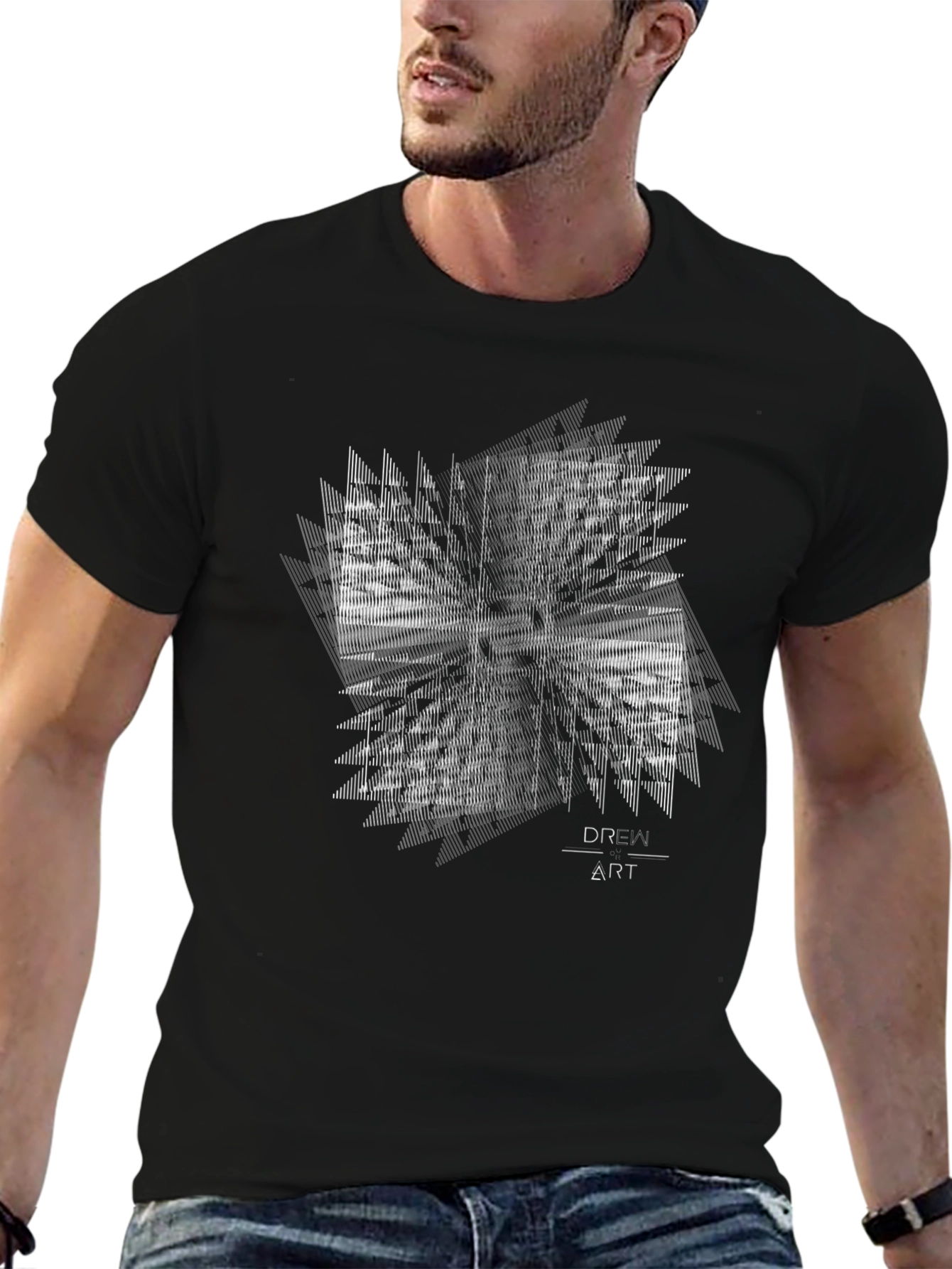 Abstract Art Graphic Tee - Modern Style Black T-Shirt
