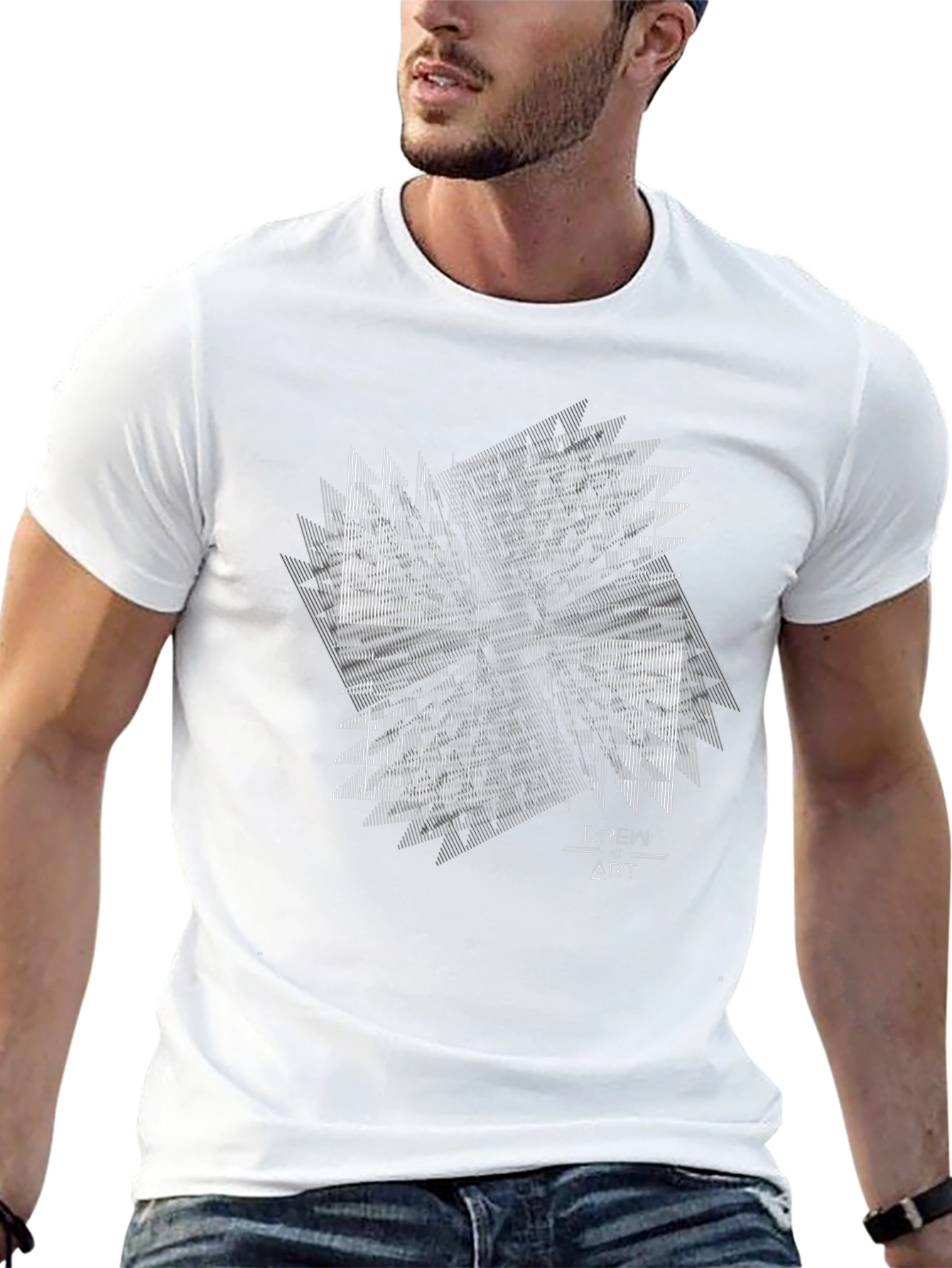 Abstract Art Graphic Tee - Modern Style Black T-Shirt
